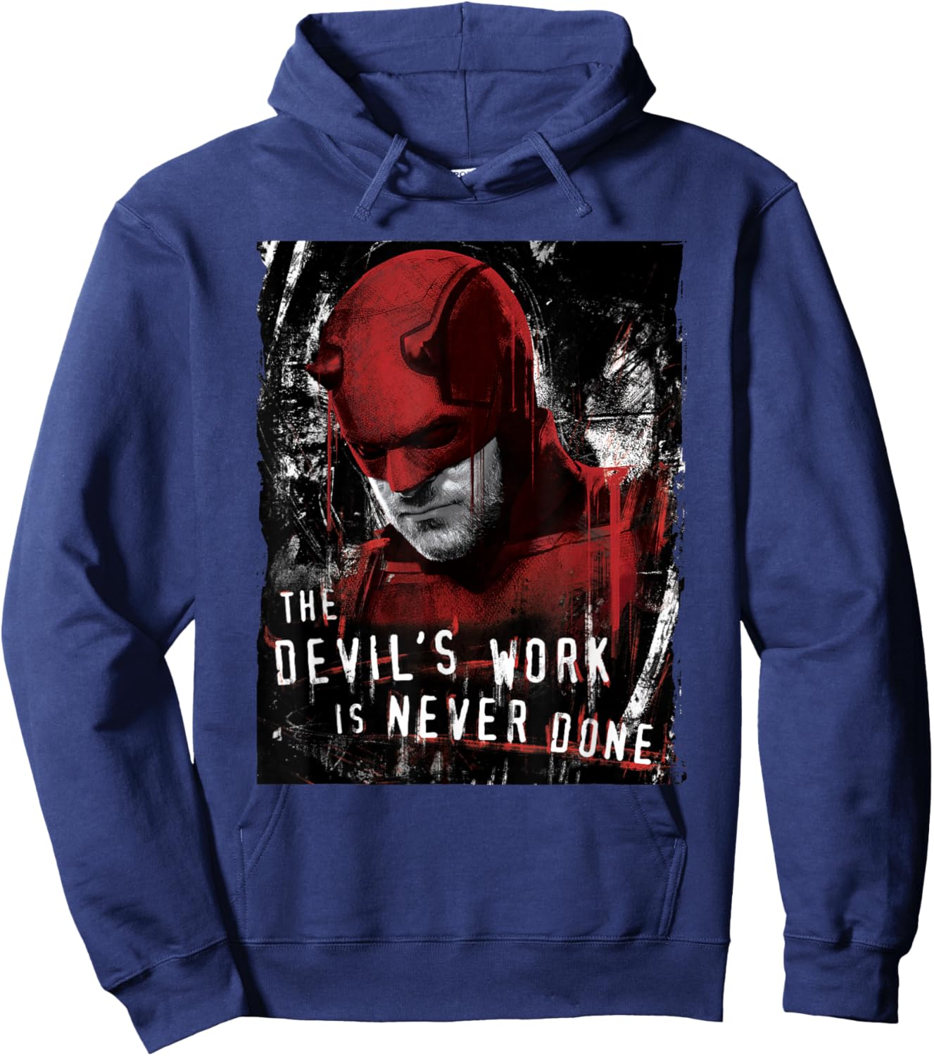 Marvel Daredevil: Born Again Matt The Devils Work Distressed Hoodie - Hoodie | Navy