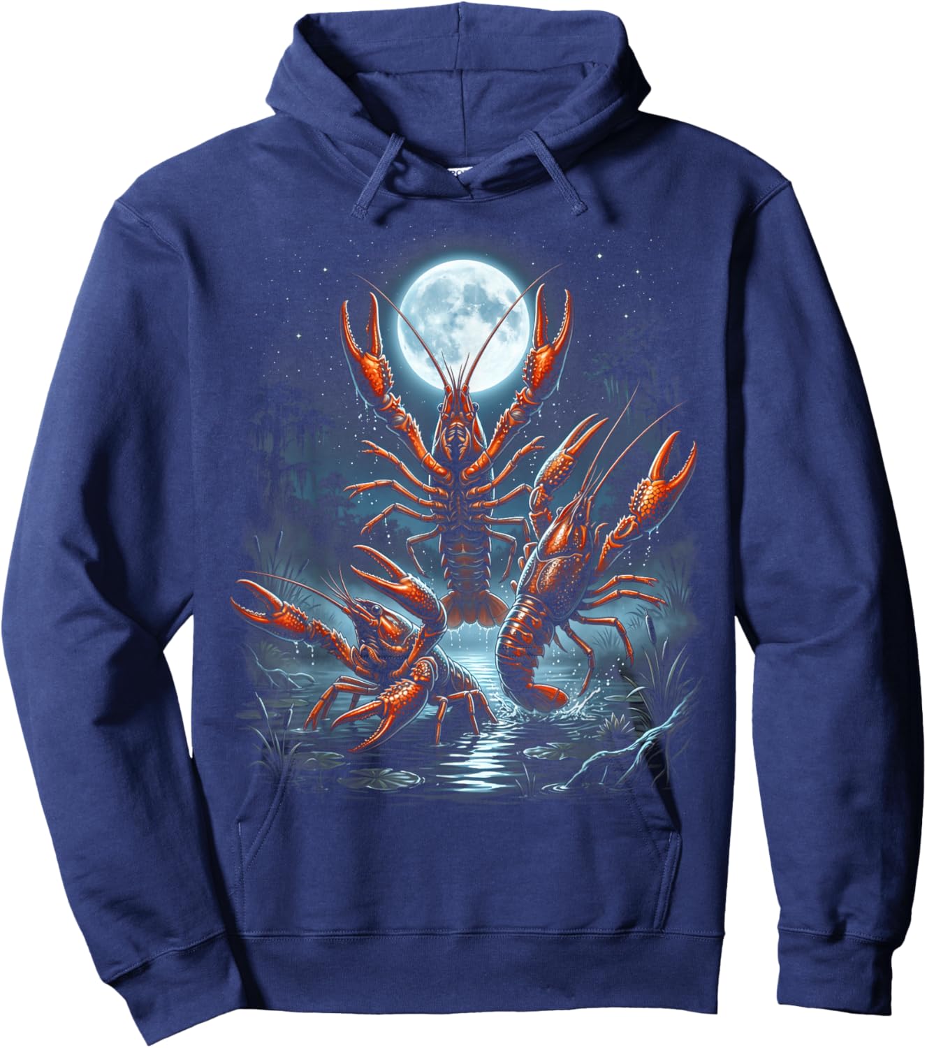 Three Crawfish Moon Hoodie - Hoodie | Navy