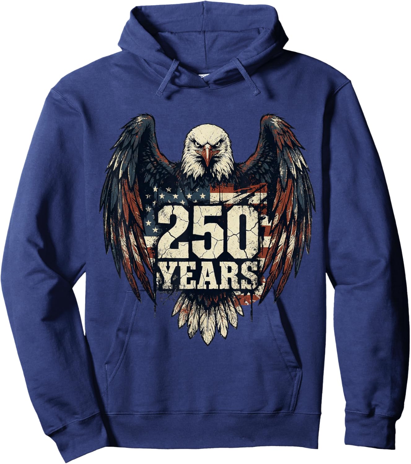 250 Years Patriotic American Flag 1776-2026 Hoodie - Hoodie | Navy