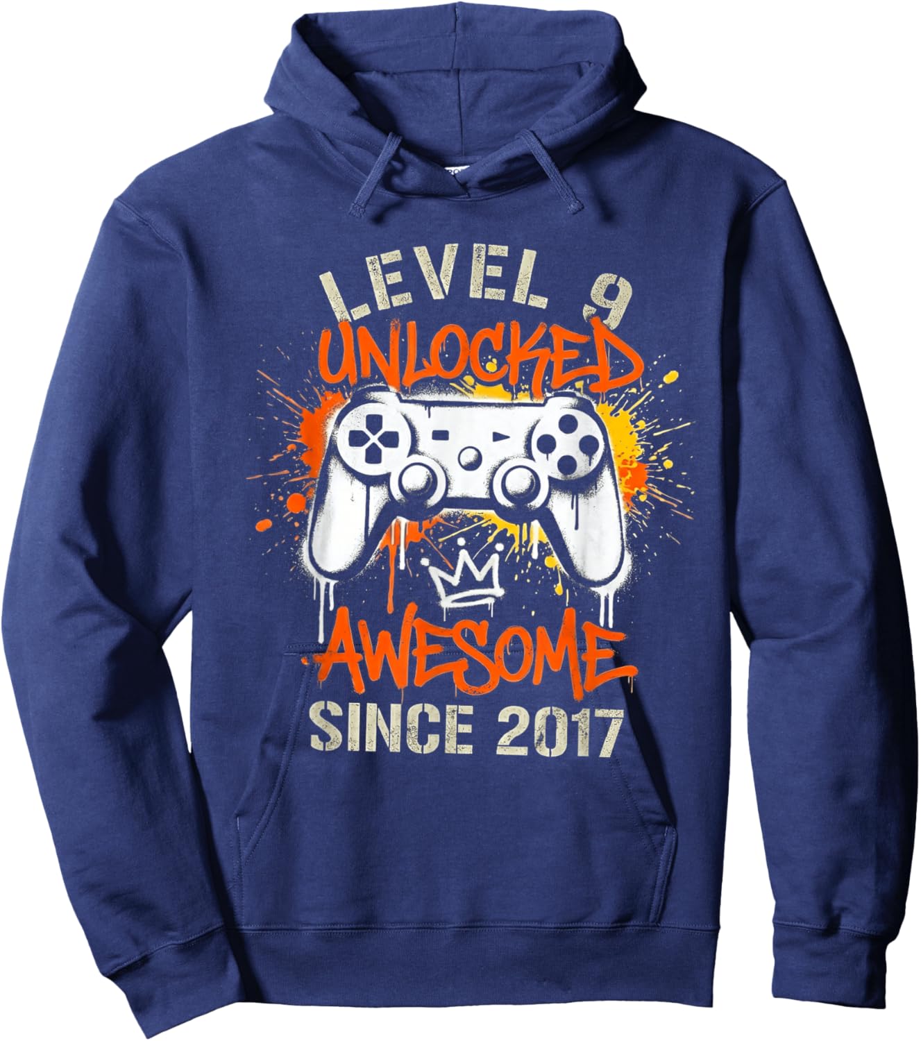 9 Year Old Boy Level 9 Unlocked Awesome 2017 Birthday Hoodie - Hoodie | Navy