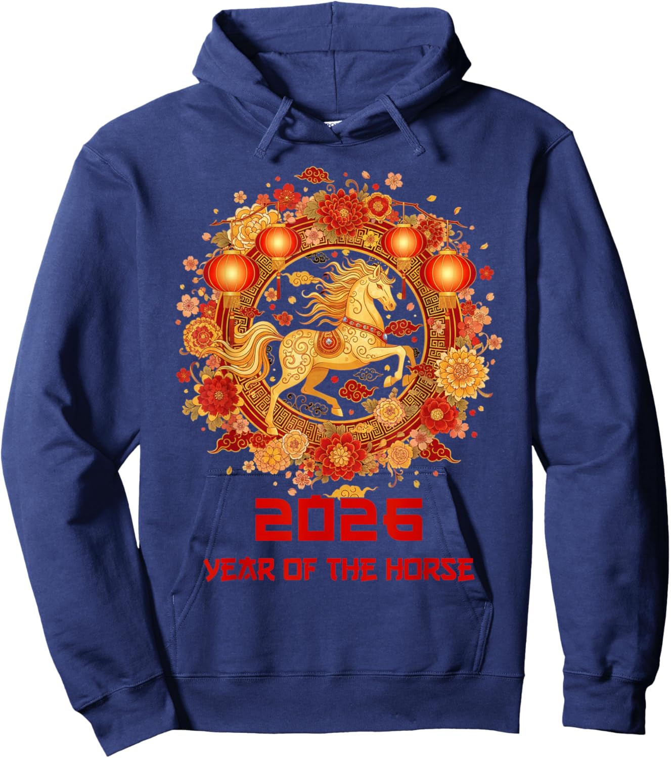Chinese New Year 2026 Year of The Horse Lunar New Year 2026 Hoodie - Hoodie | Navy