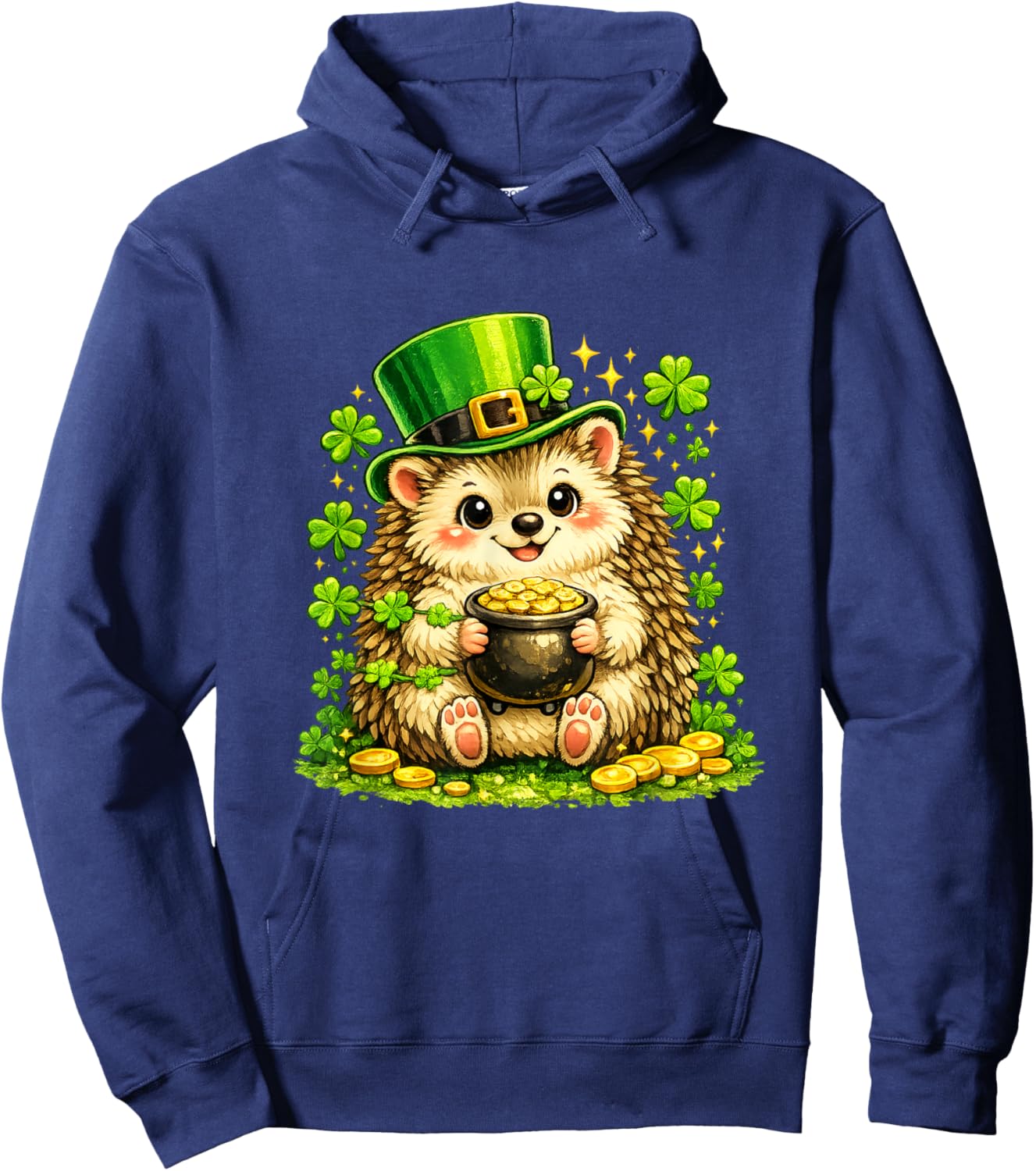 Cute Lucky Hedgehog Leprechaun St Patrick’s Day Funny Hoodie - Hoodie | Navy