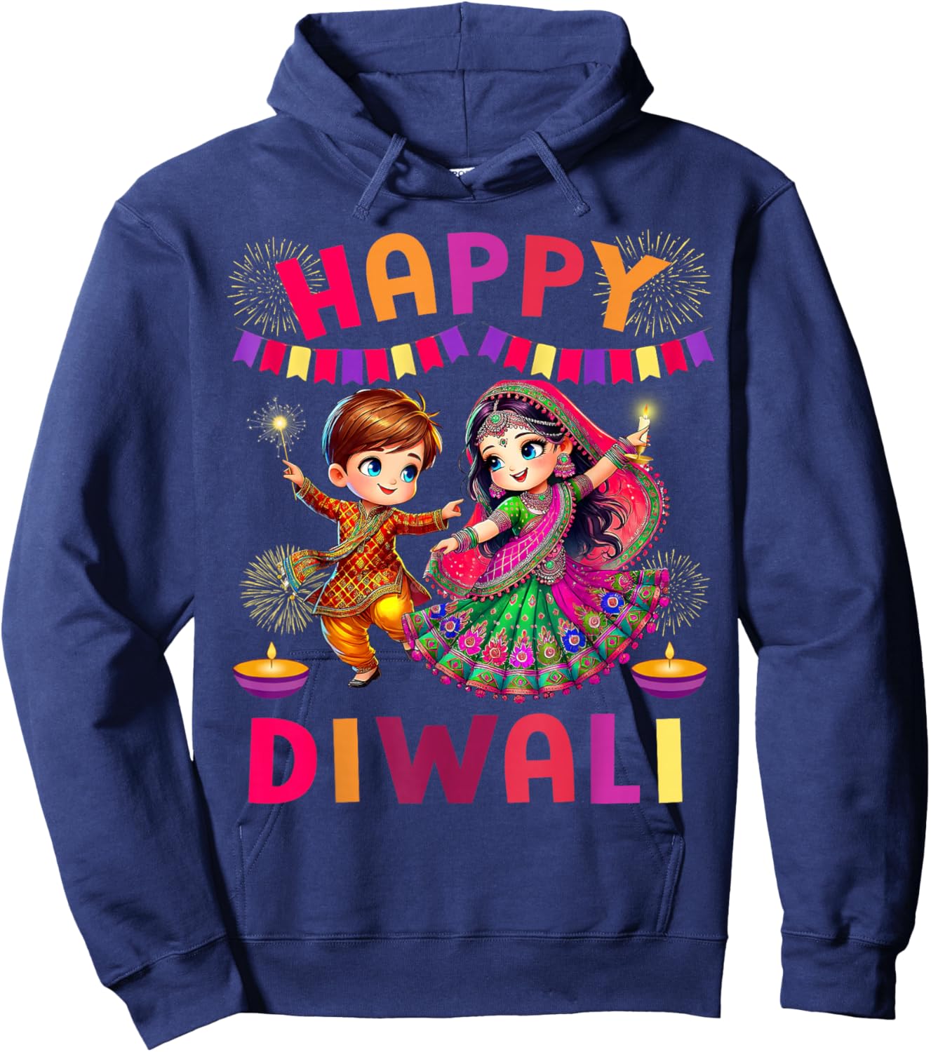 Happy Diwali Festival Lights Matching Indian Family Couples Hoodie - Hoodie | Navy