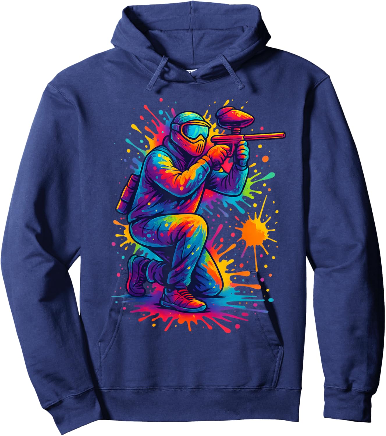 Colorful Paintball Player Sports Lover Men Women Kids Hoodie - Hoodie | Navy