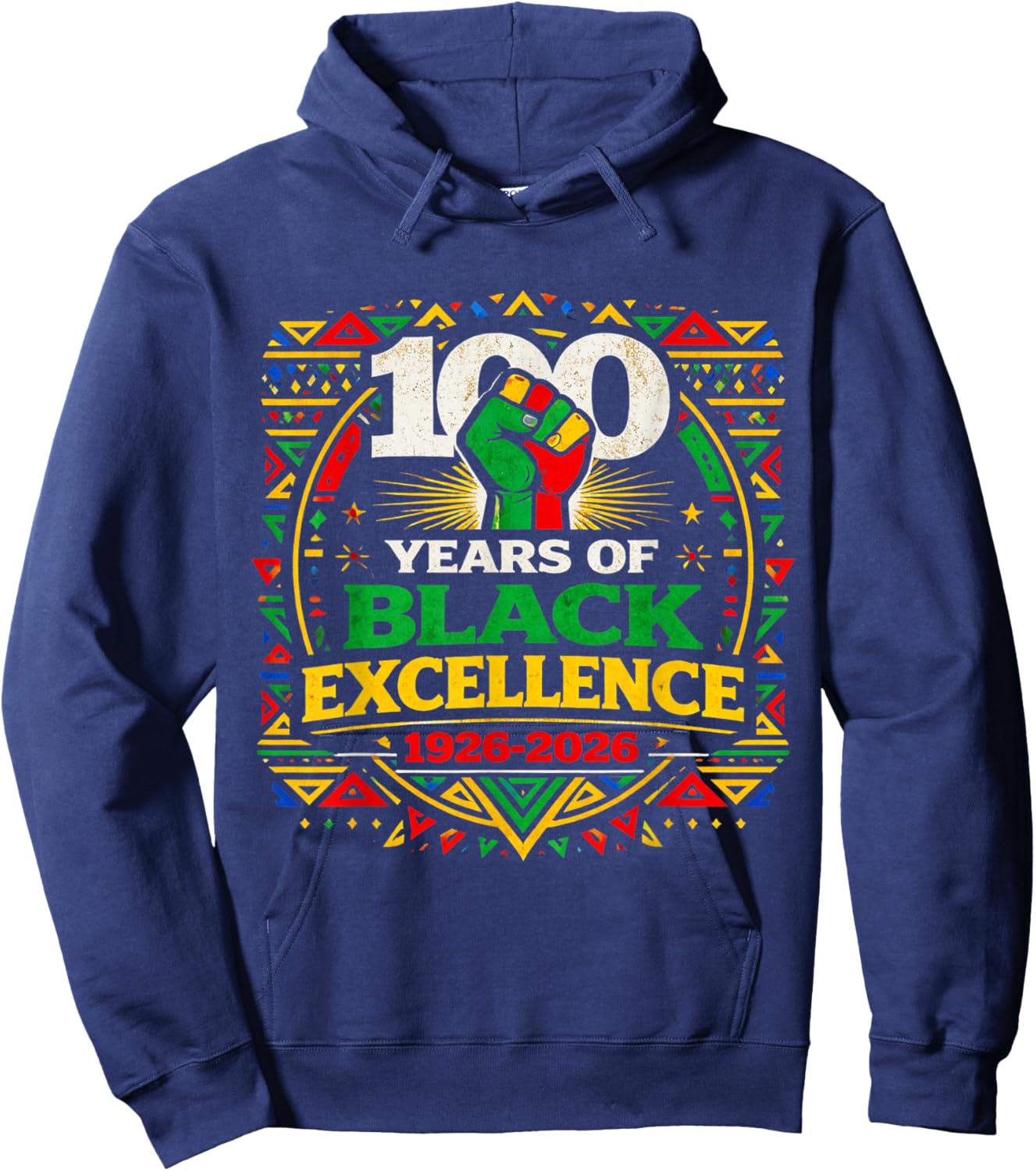100 Years of Black Excellence Centennial Black History Month Hoodie - Hoodie | Navy
