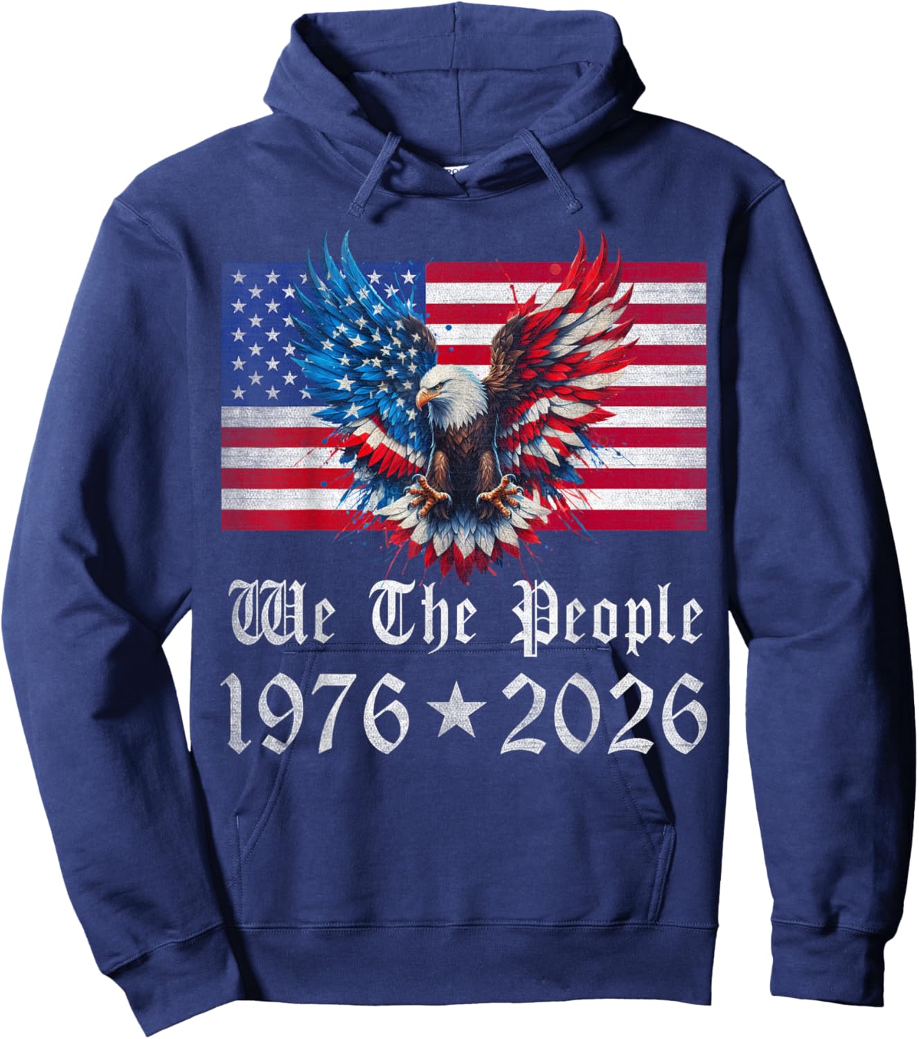 Patriotic Vintage American Flag We The People 1976 USA Hoodie - Hoodie | Navy