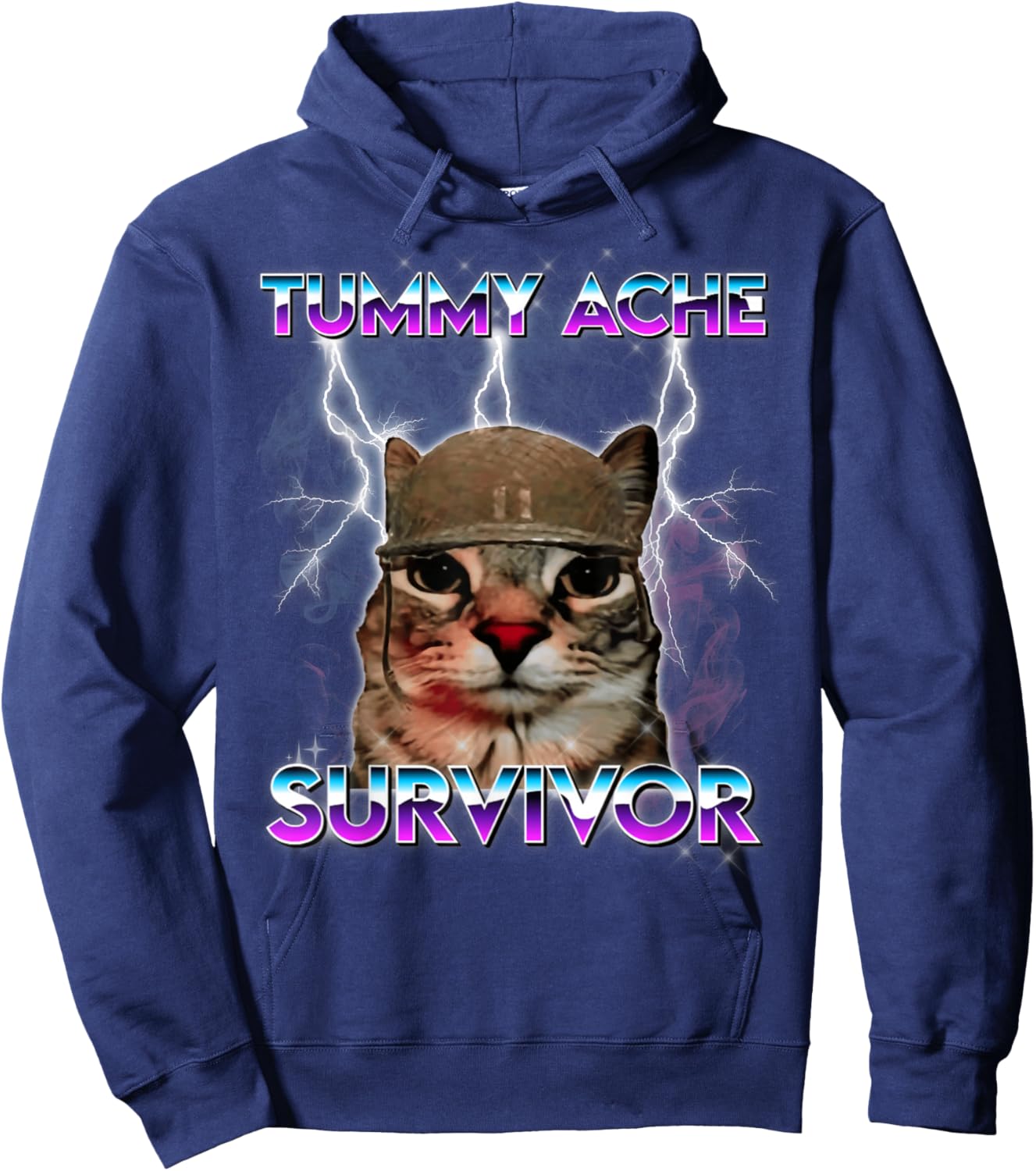 Funny Cat Meme I Survived Today's Tummy Ache Hoodie - Hoodie | Navy