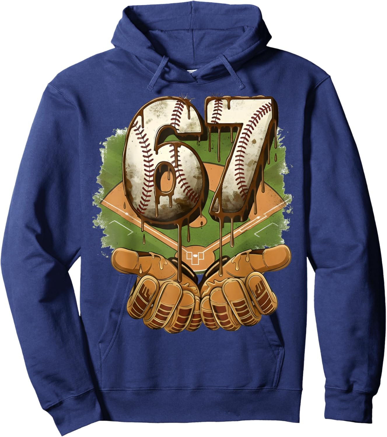 Baseball Ice Cream Drip Number 67 Playground Player 67th Hoodie - Hoodie | Navy