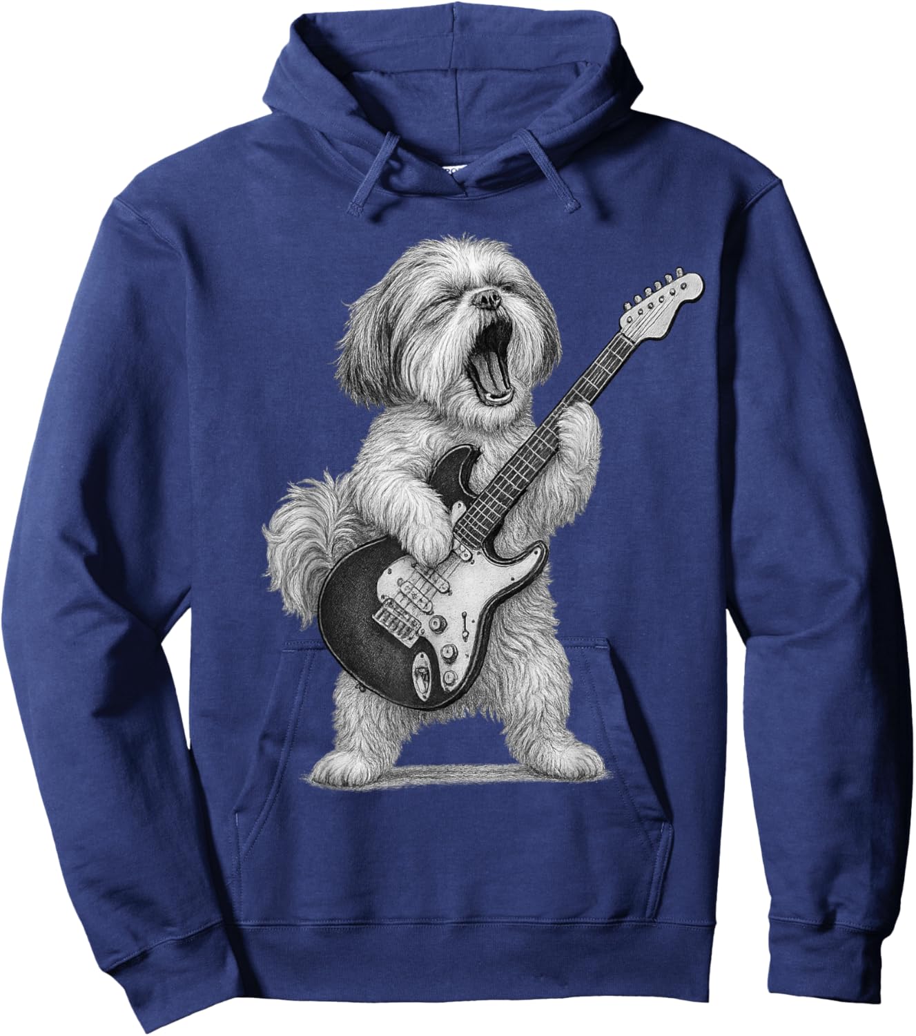 Shih Tzu Playing Guitar Rock Music Dog Lover Hoodie - Hoodie | Navy
