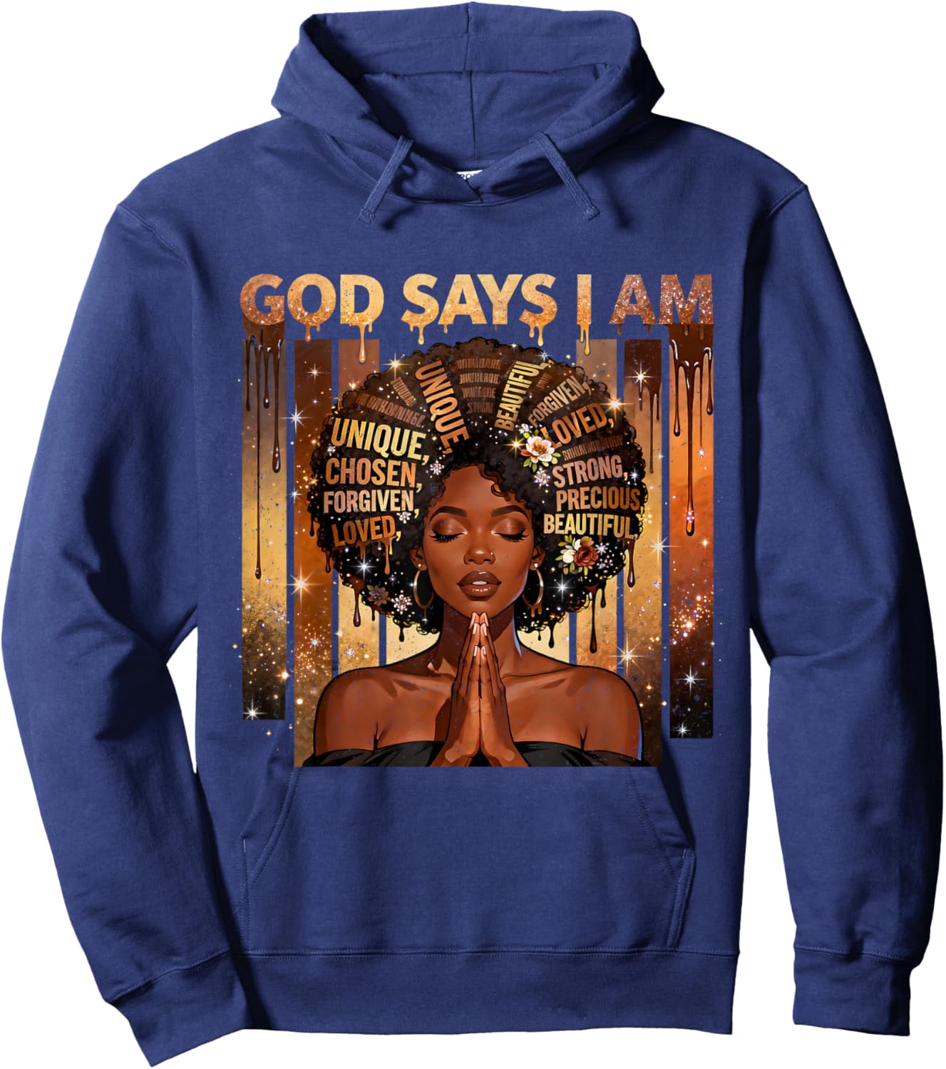 God Says I Am Chosen Loved Black Woman Faith Design Hoodie - Hoodie | Navy