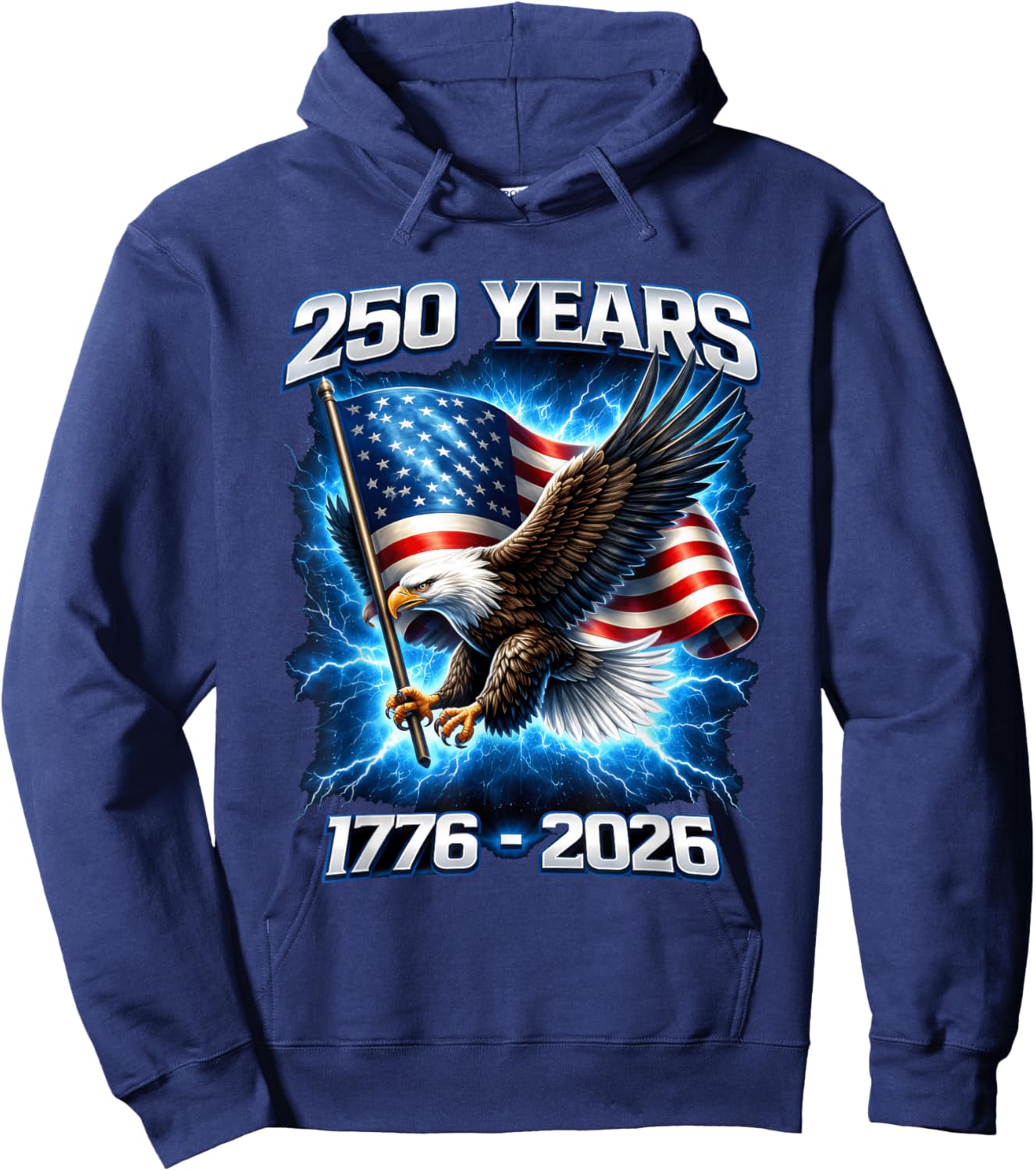 250 Years of American Freedom Eagle USA Flag 4th of July Hoodie - Hoodie | Navy