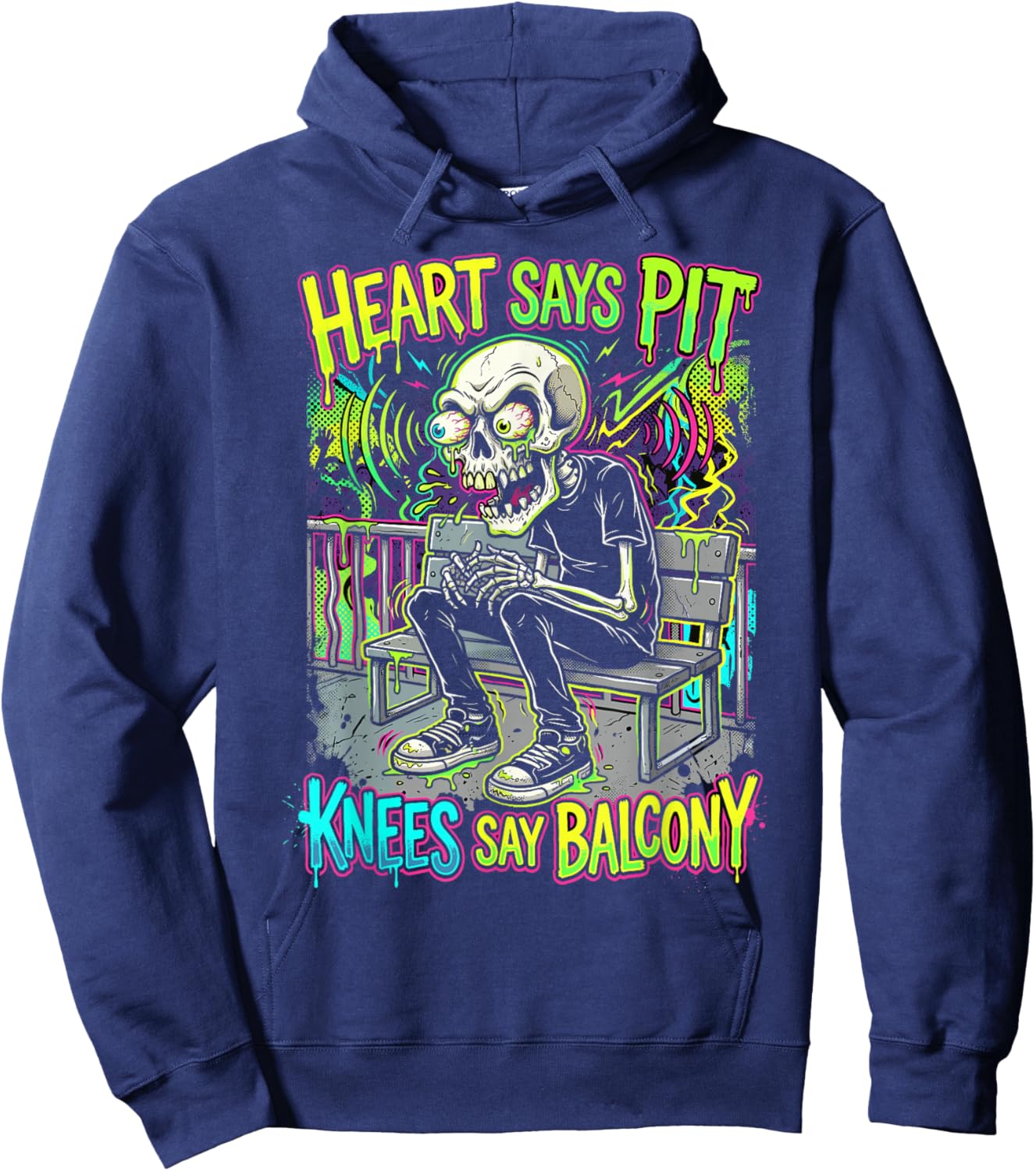 Skeleton Punk Rock Concert Hoodie - Hoodie | Navy