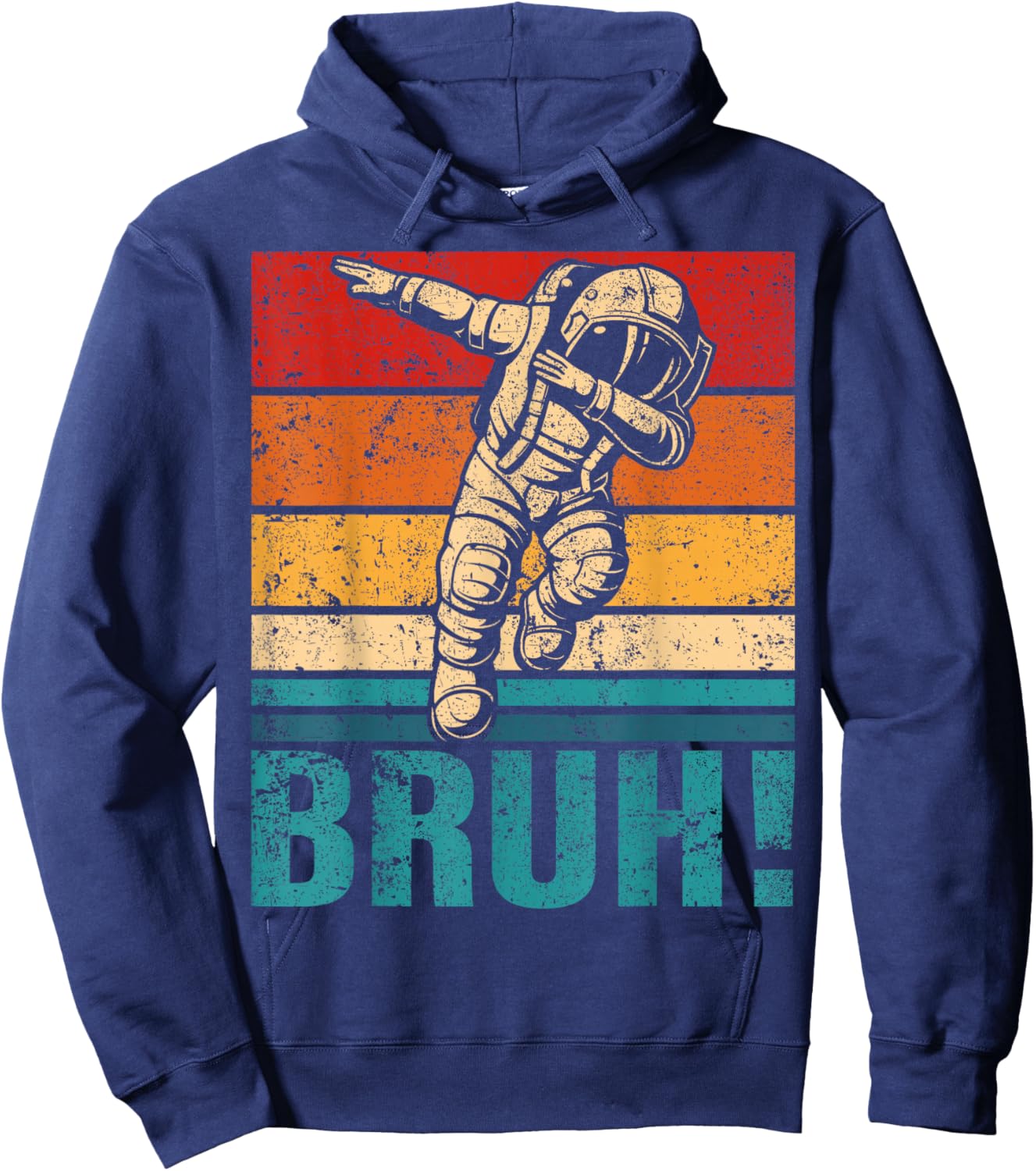 Funny Graphic Meme Dabbing Astronaut Bruh Women Kids Hoodie - Hoodie | Navy