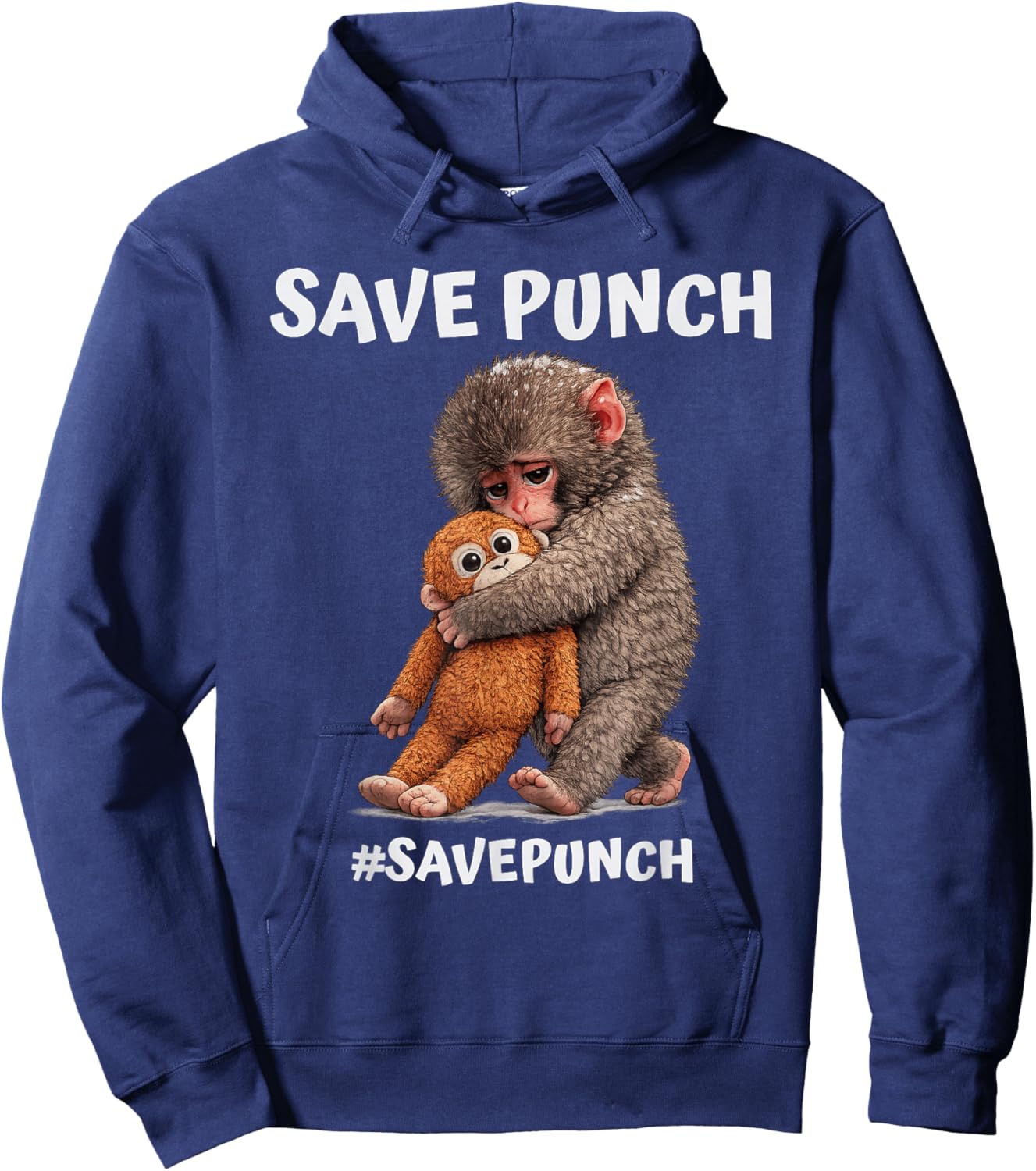 Save Punch Trendy Japanese Macaque Monkey Hoodie - Hoodie | Navy