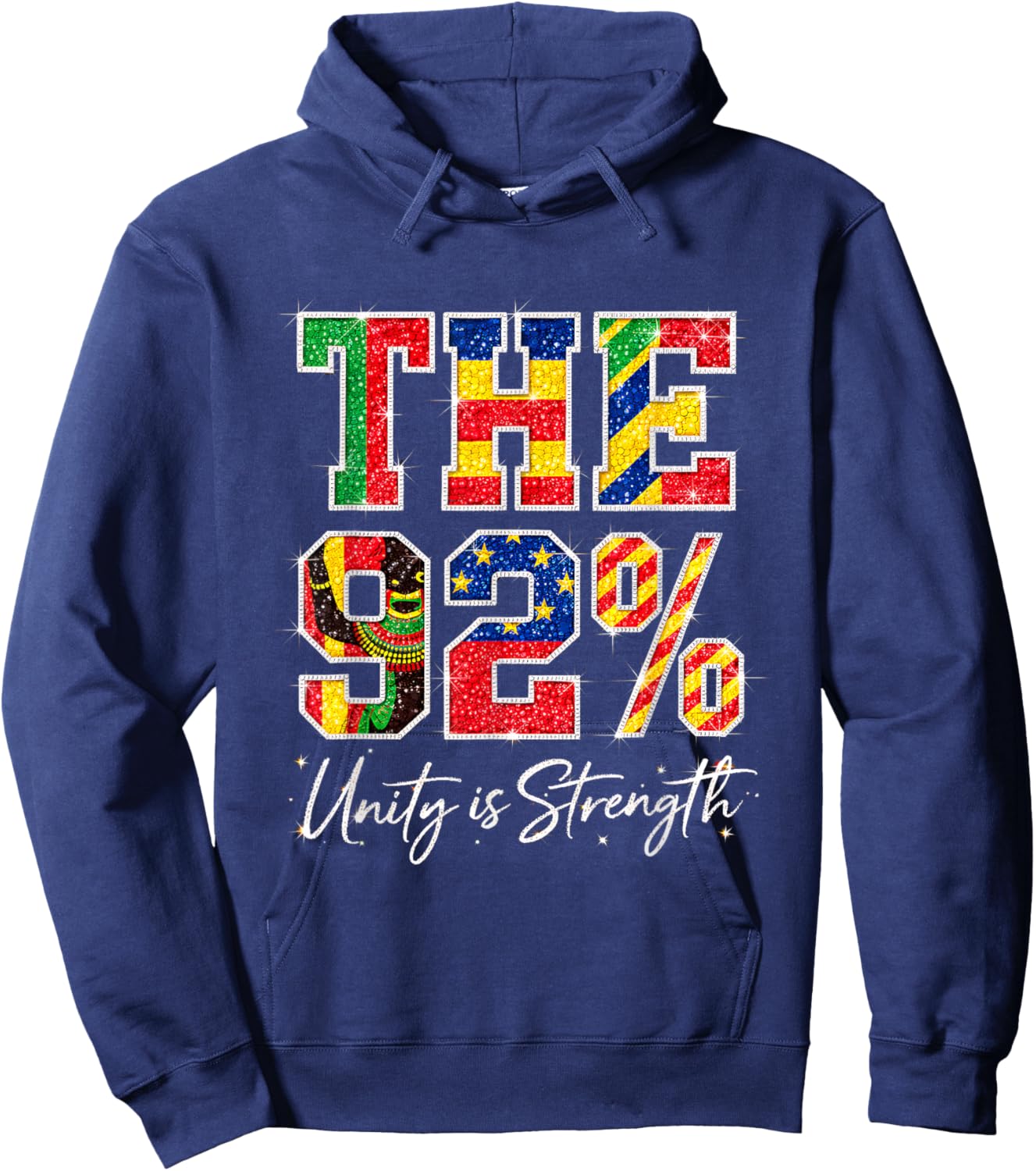 92 Percent Melanin Queen Afro 92% Black Women Pride Hoodie - Hoodie | Navy