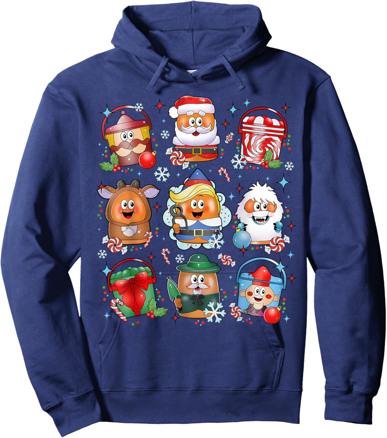 Funny Chicken Nuggets Santa Claus Reindeer Merry Christmas Hoodie - Hoodie | Navy