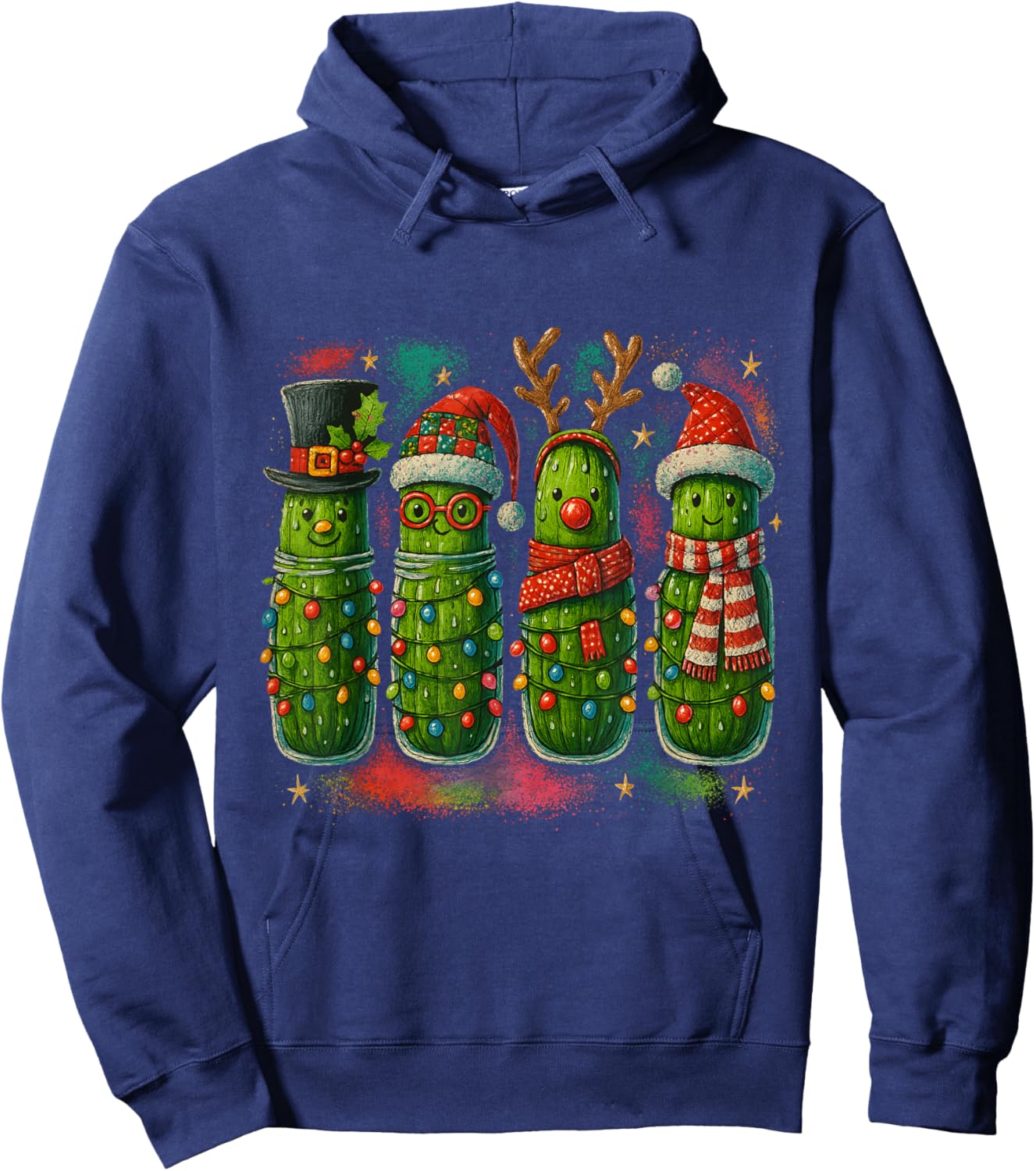 Funny Christmas Pickles – Festive Holiday Veggie Hoodie - Hoodie | Navy