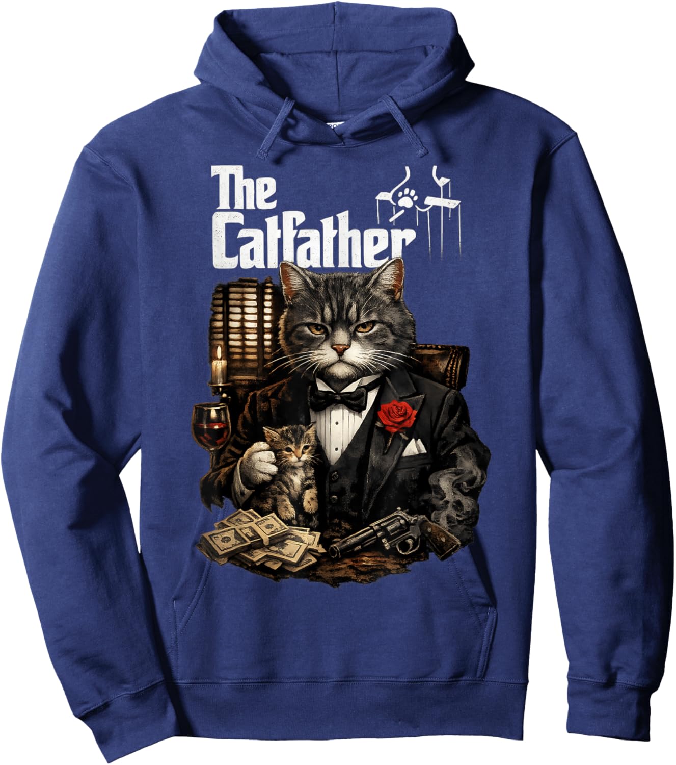 The Catfather Funny Fathers Day Birthday for Cat Loving Dads Hoodie - Hoodie | Navy