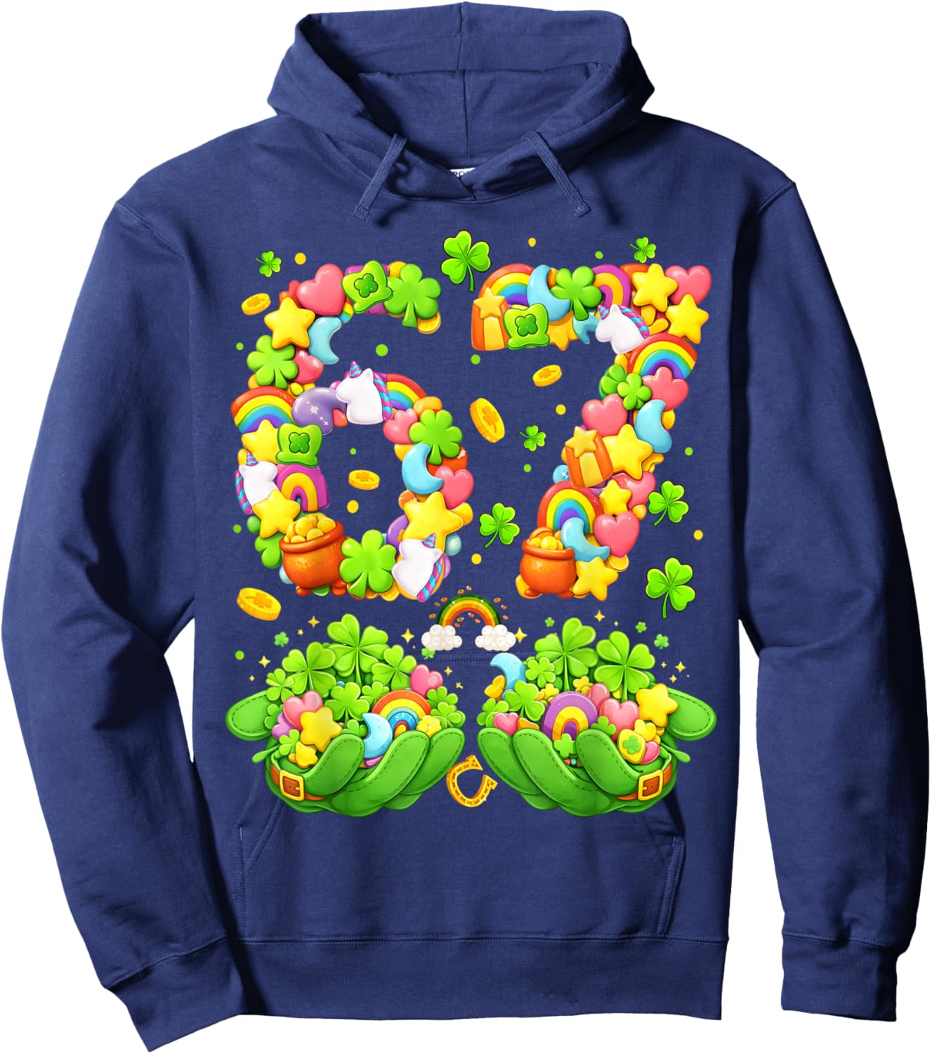 67 St Patricks Day Meme Six Seven Lucky Shamrock Candy Kids Hoodie - Hoodie | Navy