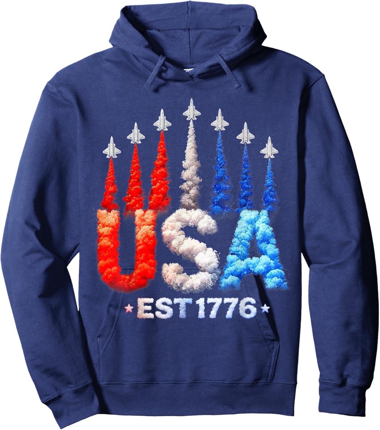 4th of July Fighter Jets USA Patriotic Shirts Women Hoodie - Hoodie | Navy