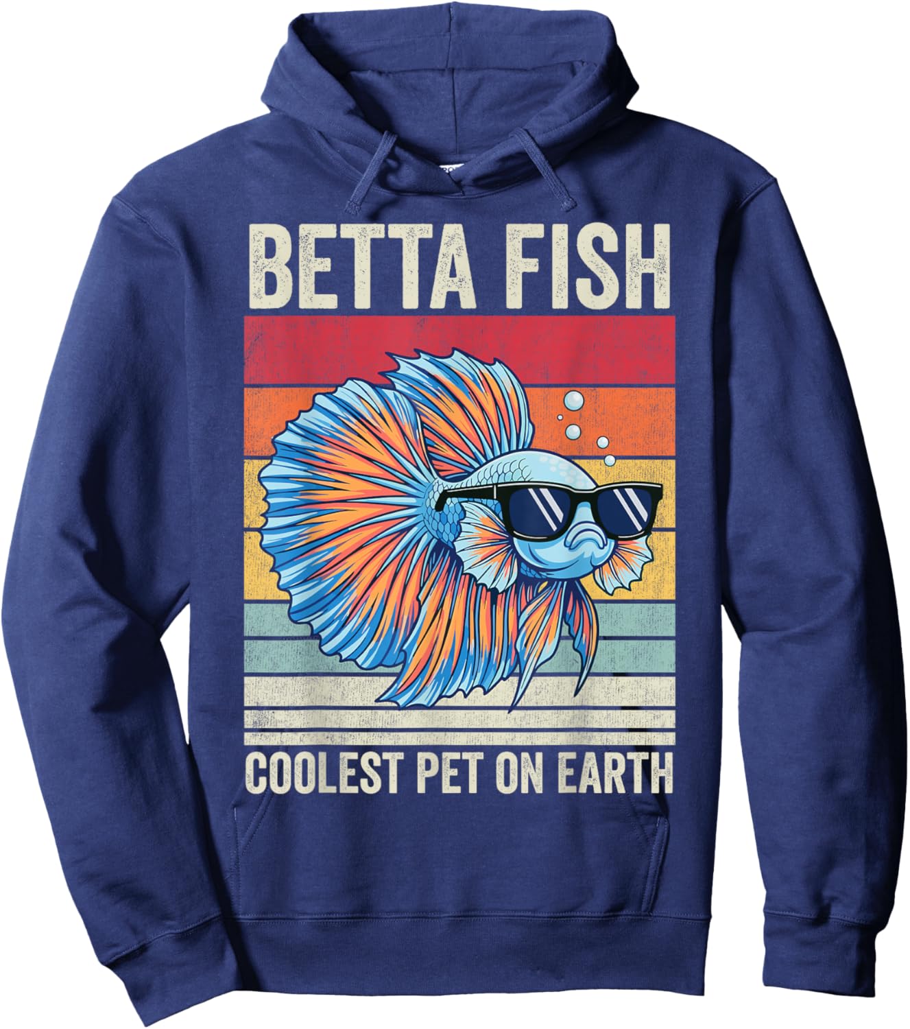 Betta Fish Coolest Pet on Earth, Vintage Betta Fish Hoodie - Hoodie | Navy