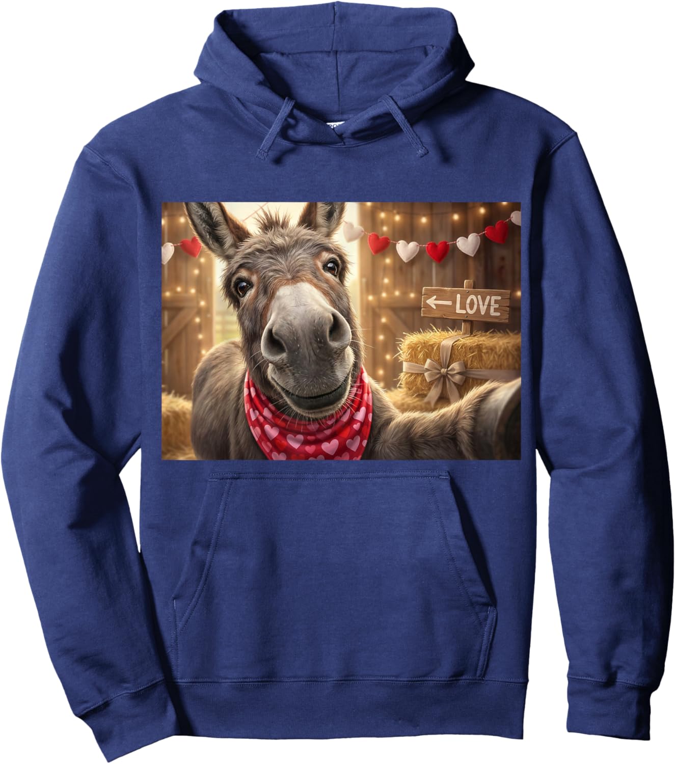 Funny Donkey Selfie Valentine's Day Heart Farm Animal Hoodie - Hoodie | Navy