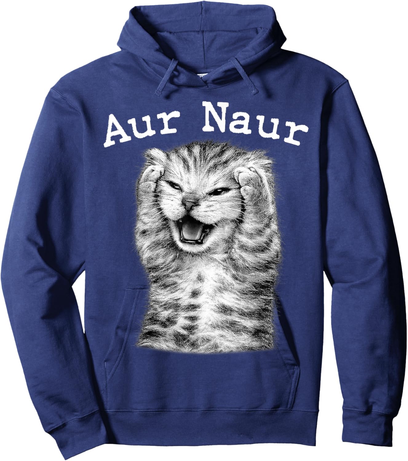 AUR Naur Silly Cat Funny Meme Women Kid Teen Youth Hoodie - Hoodie | Navy