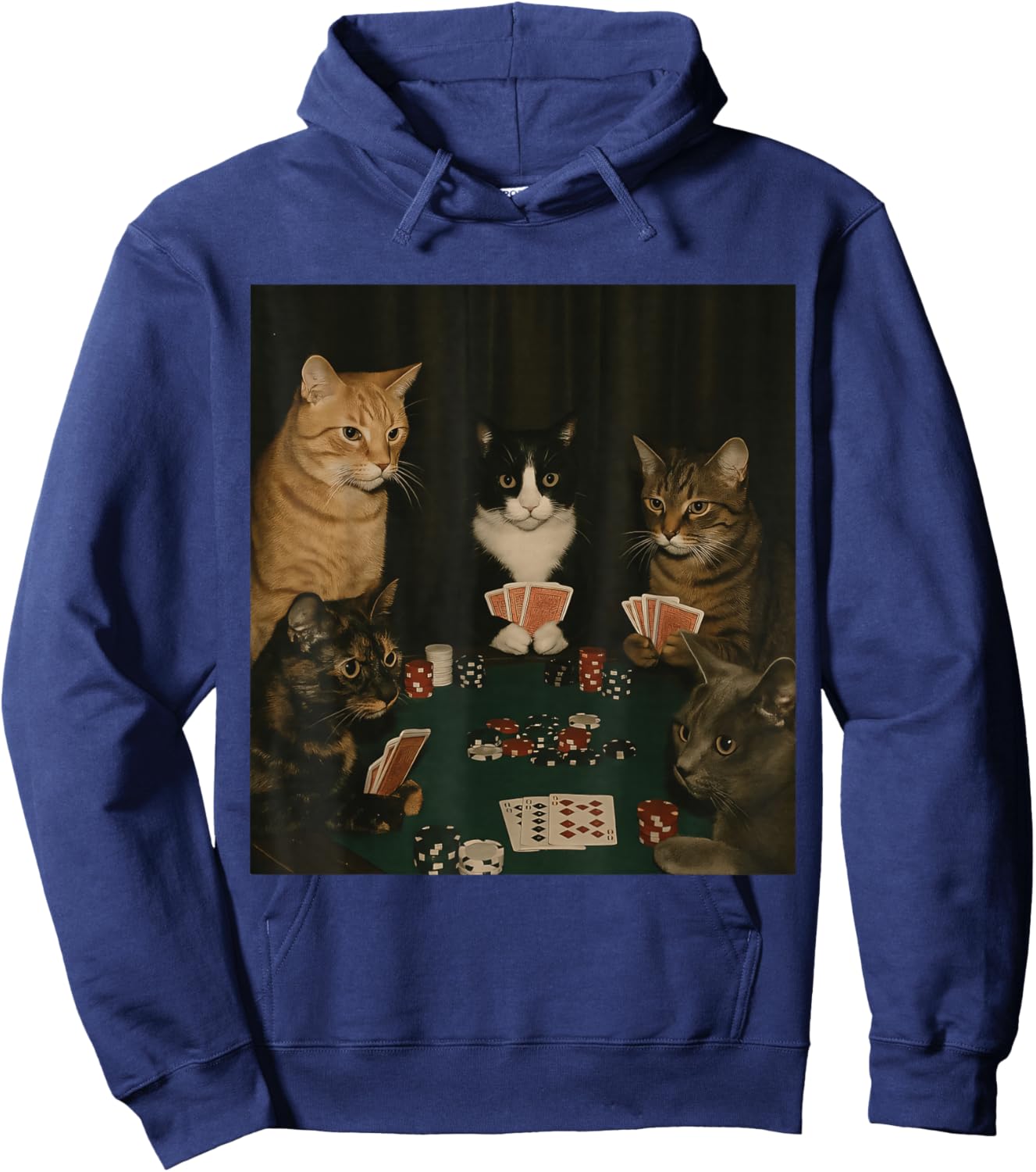 Vintage Cats Playing Poker Kitty Meme Cute Cat Lover Graphic Hoodie - Hoodie | Navy