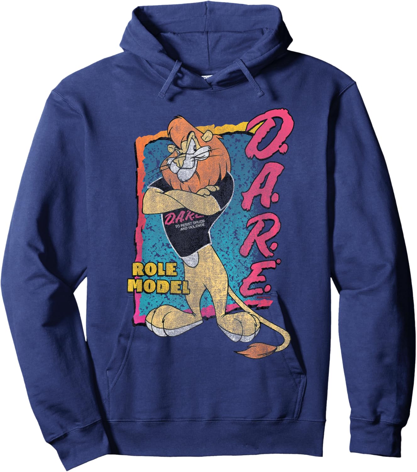 D.A.R.E. Program 90's Style Daren The Lion Role Model PSA Hoodie - Hoodie | Navy