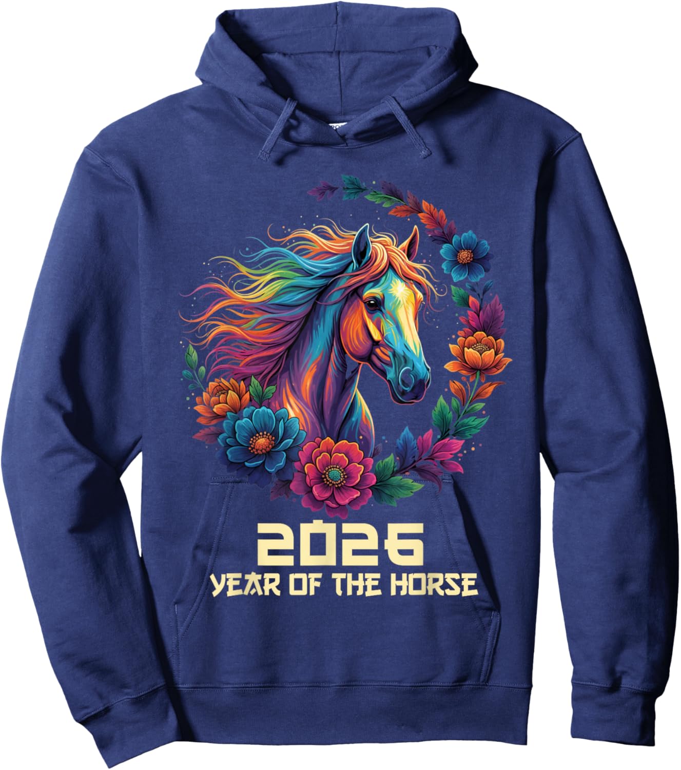 Year of The Horse 2026 Happy Chinese New Year 2026 Hoodie - Hoodie | Navy