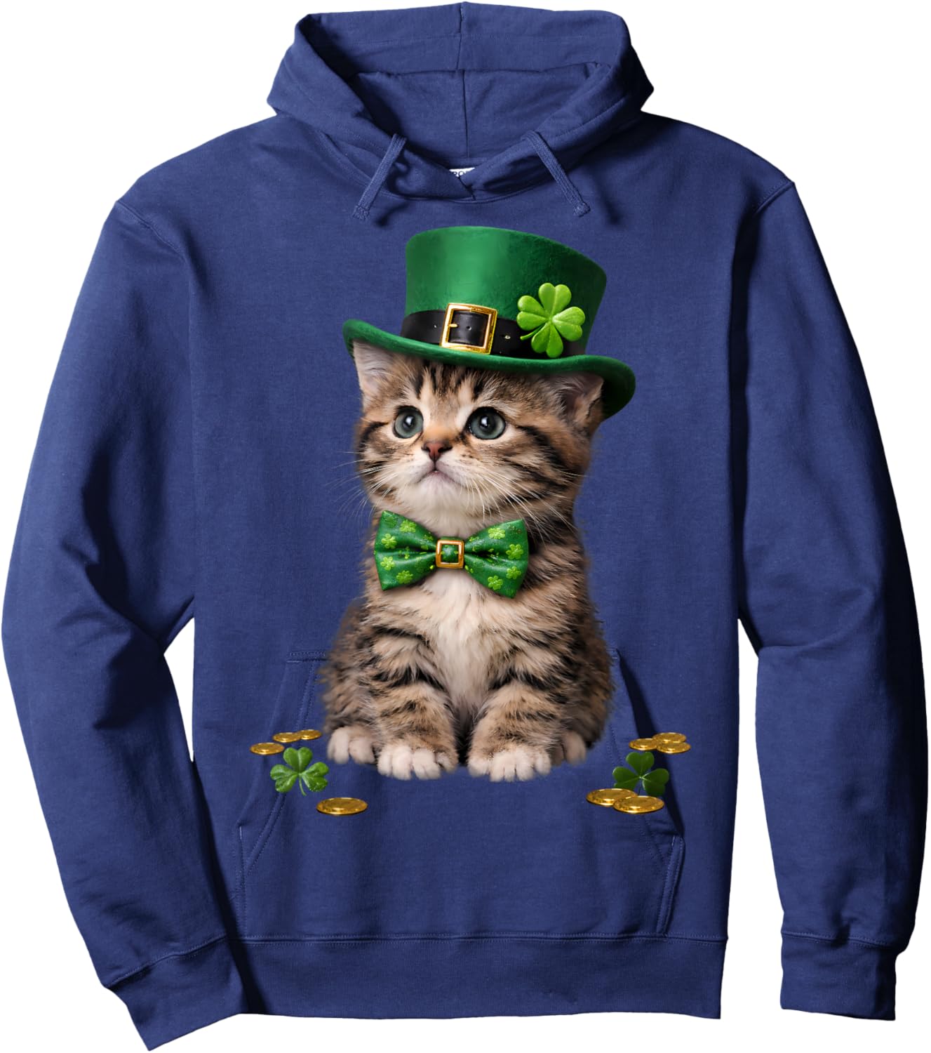 St Catrick's Day Funny Cat St Patricks Day Men Women Kids Hoodie - Hoodie | Navy