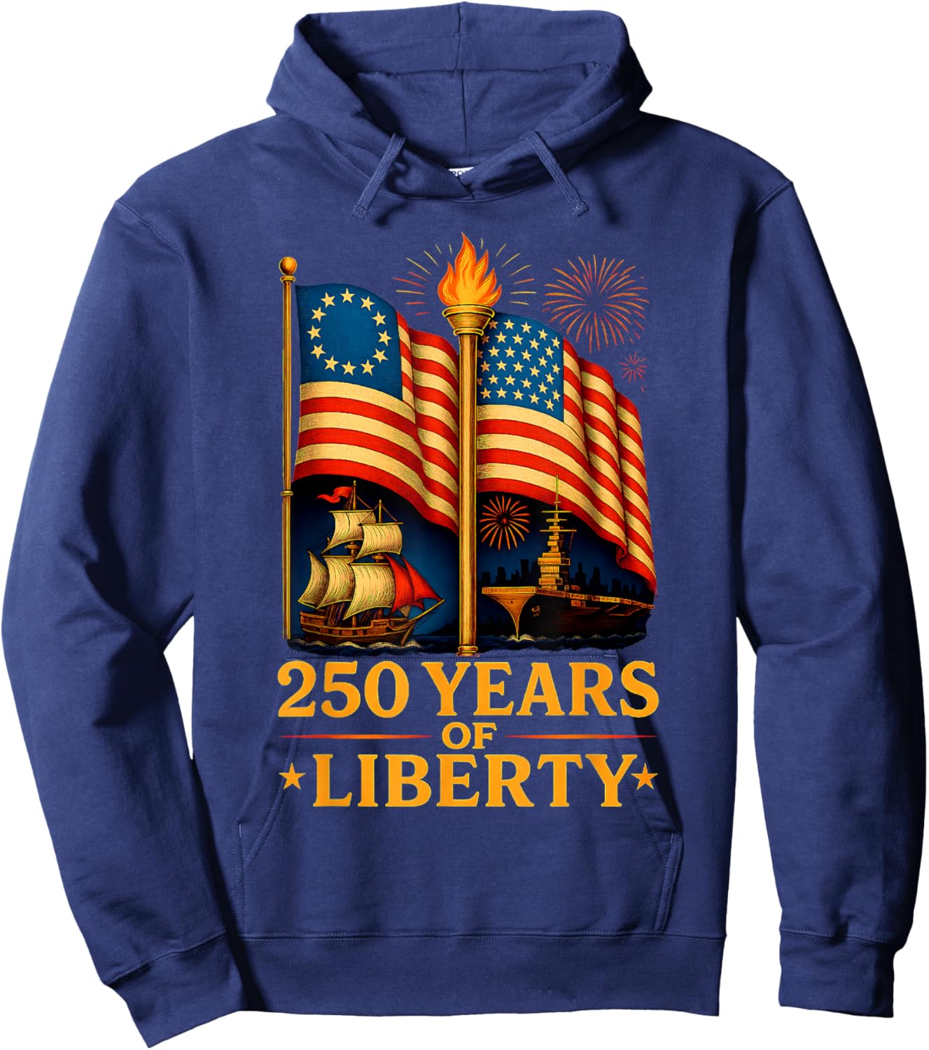Betsy Ross Flag 250 Years of Liberty 250th 4th of July Gifts Hoodie - Hoodie | Navy