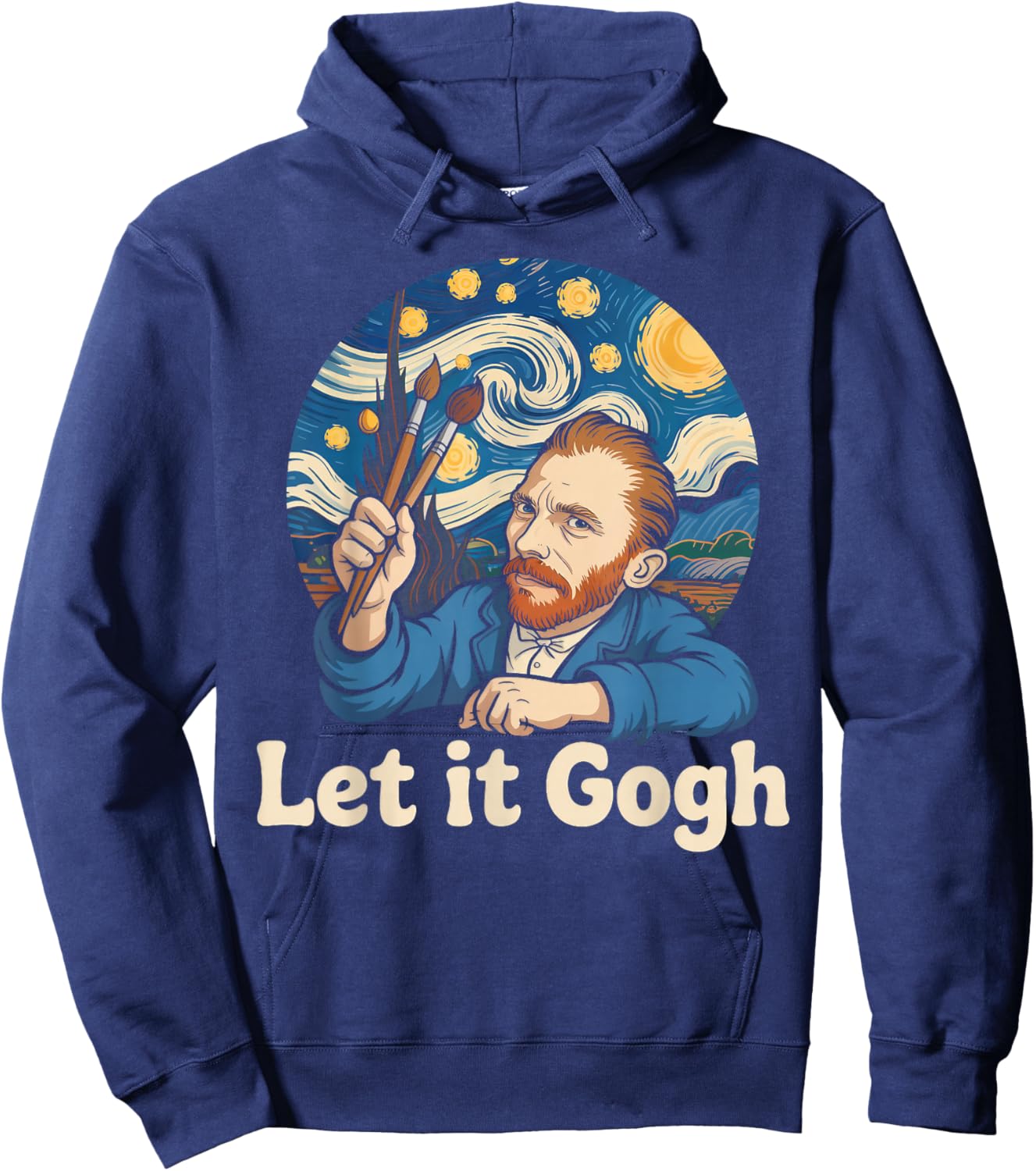 Let It Gogh Funny Art Parody Van Gogh Hoodie - Hoodie | Navy