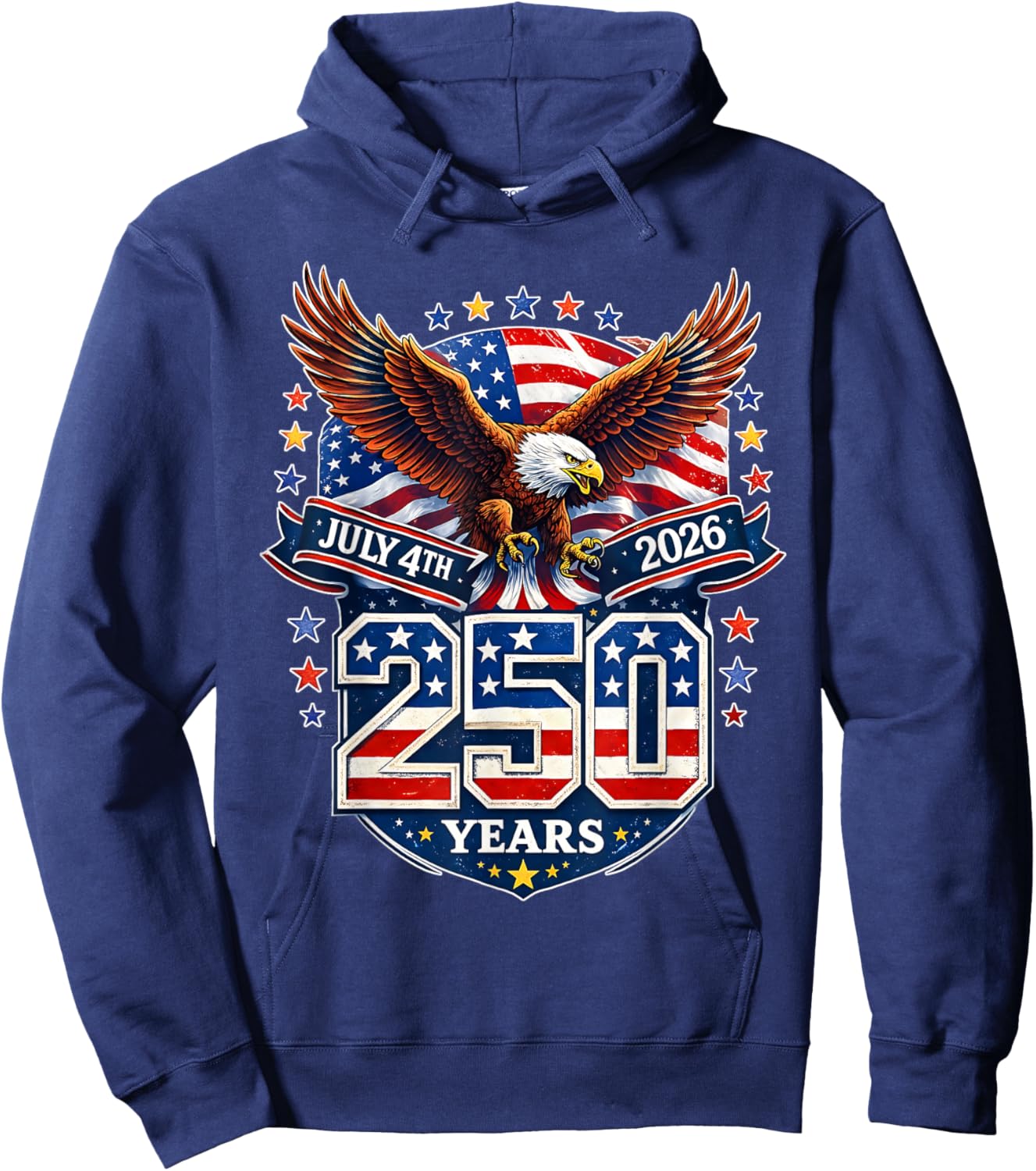 250 Years American 1776 2026 250th USA Birthday 4th of July Hoodie - Hoodie | Navy