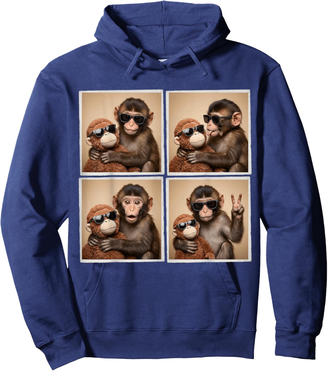 Panchi Kun Viral Video Meme Baby Monkey Punch Photobooth Hoodie - Hoodie | Navy