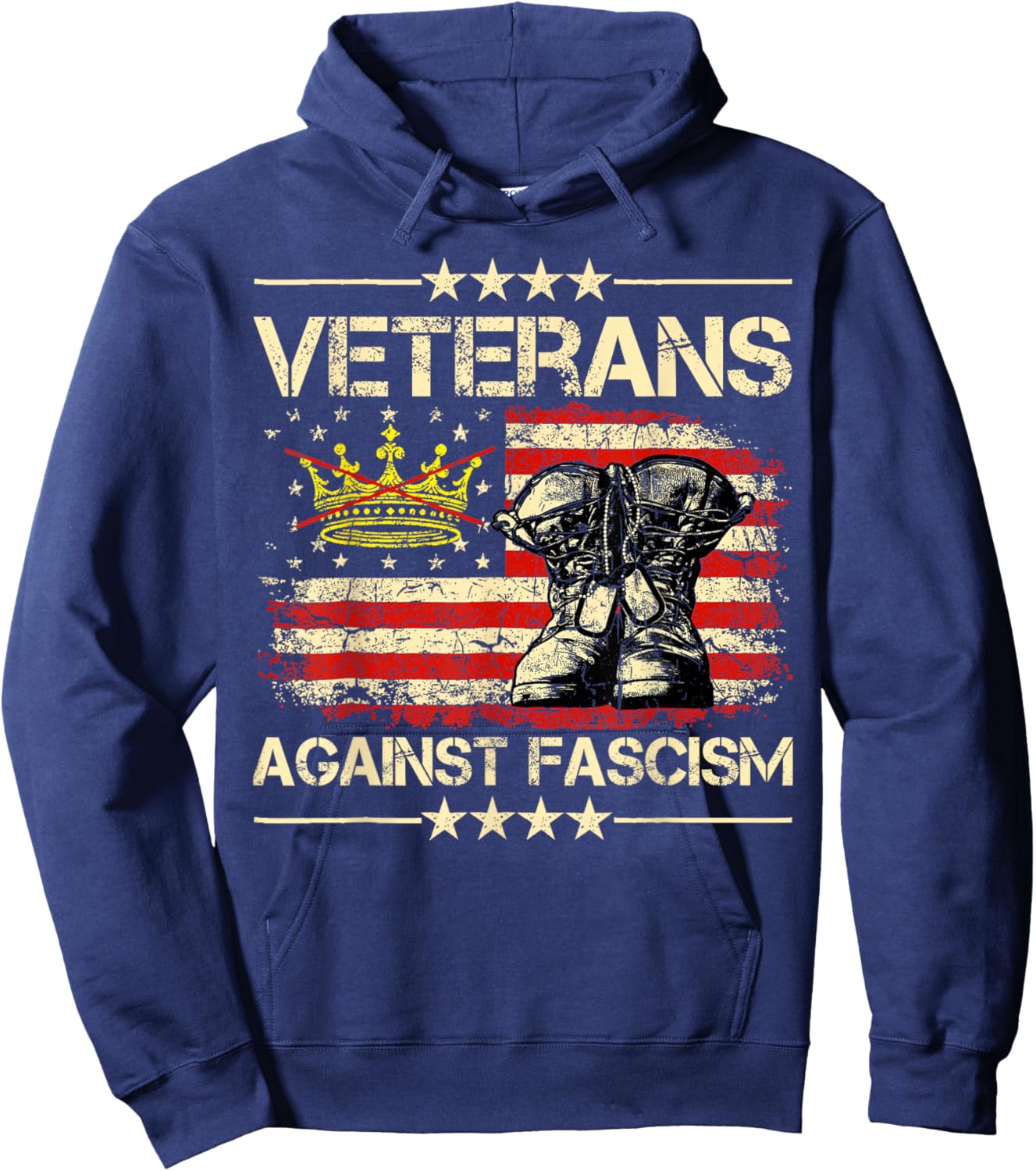 Vintage Veterans Against Fascism Men Women Hoodie - Hoodie | Navy