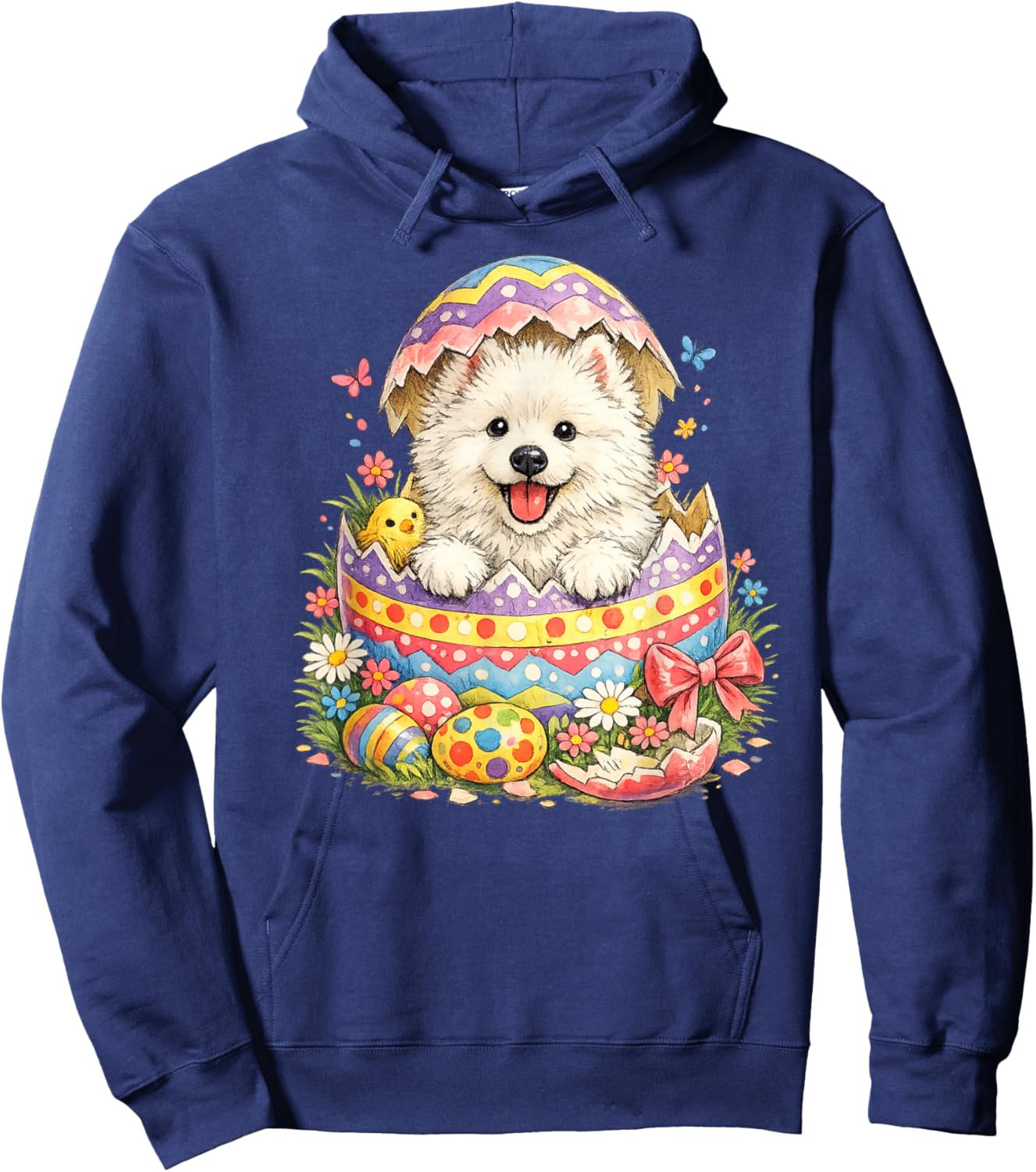 Samoyed Easter Egg Hatched | Cute Puppy Dog Spring Surprise Hoodie - Hoodie | Navy