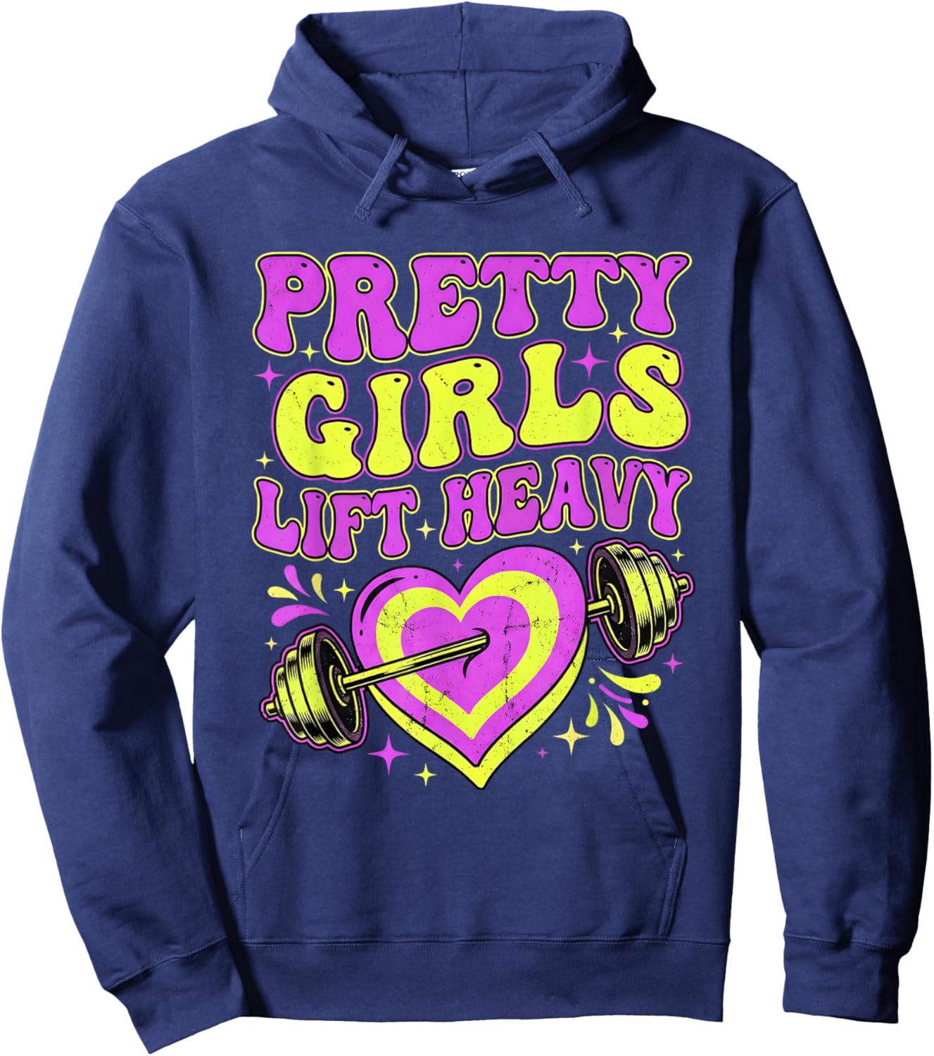 Pretty Girls Lift Heavy Retro Gym Workout Fitness Hoodie - Hoodie | Navy
