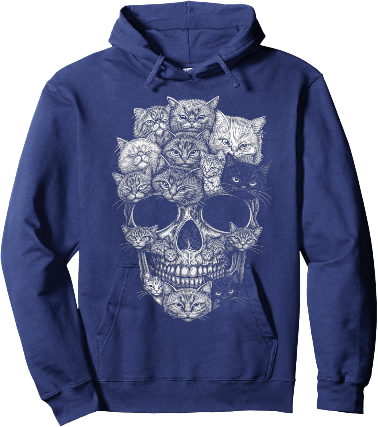 A Skull But It's Cats Kitty Skeleton Halloween Cat Skull Hoodie - Hoodie | Navy