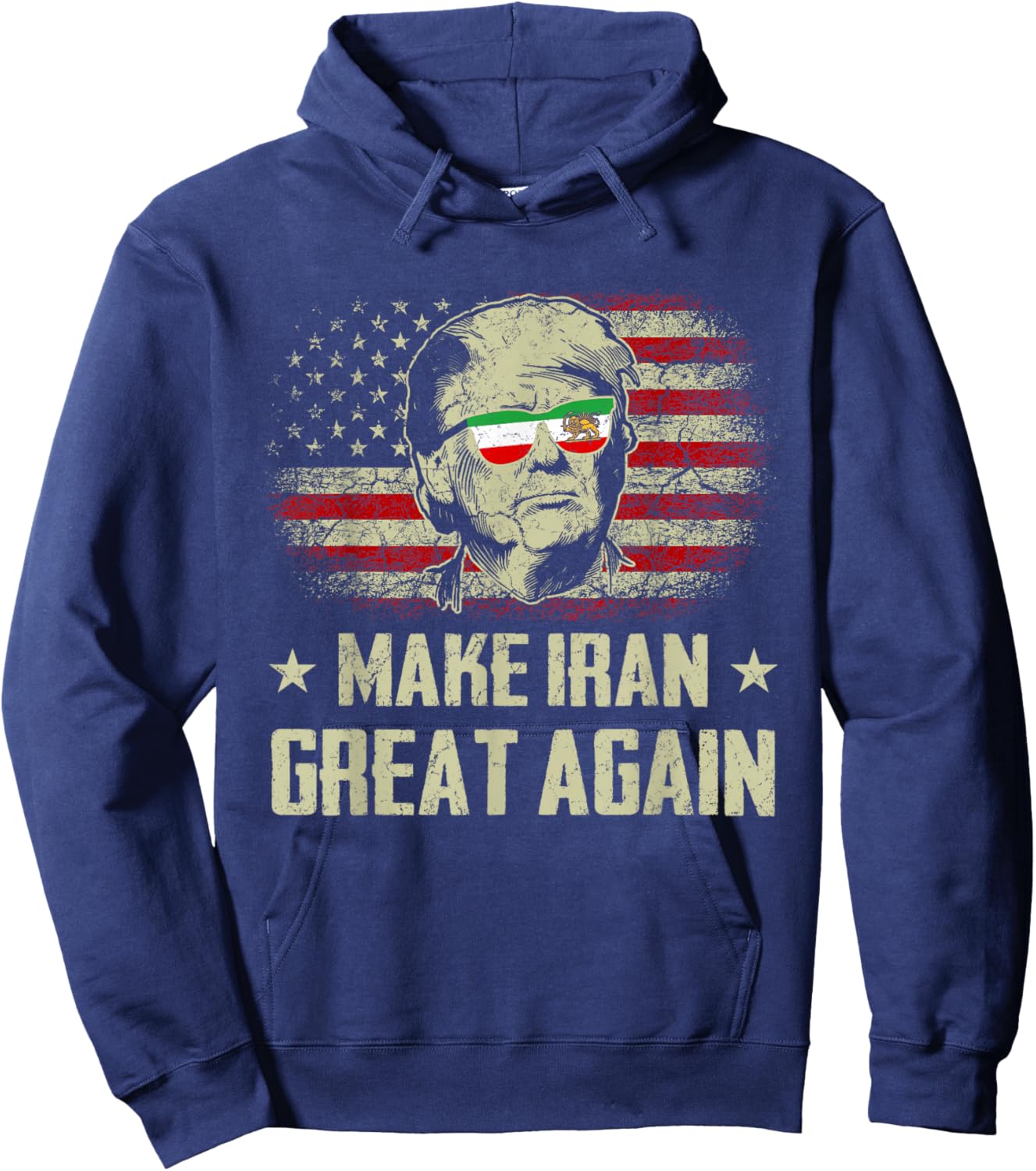 Iranian Flag Make Iran Great Again Lion and Sun Flag MIGA Hoodie - Hoodie | Navy