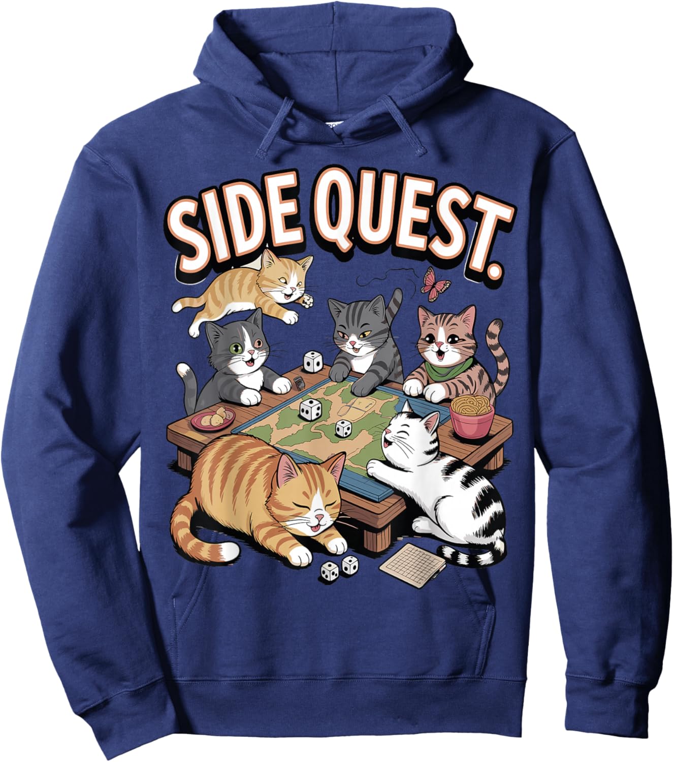 Funny Cat Playing Graphic Shirt Hoodie - Hoodie | Navy