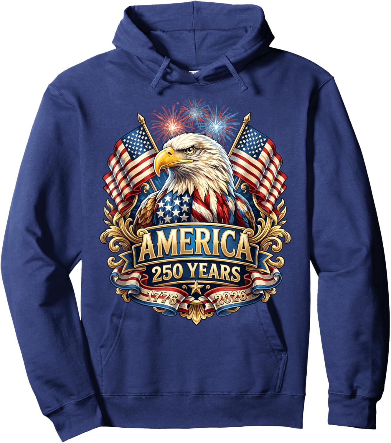 250 Years American Anniversary 1776-2026 USA Flag Hoodie - Hoodie | Navy