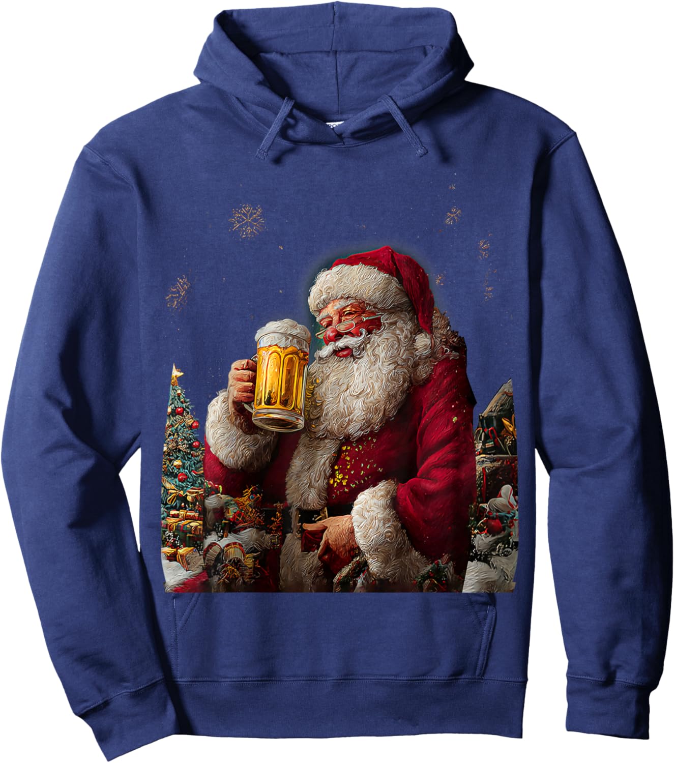 Christmas Santa Claus Beer Painting Hoodie - Hoodie | Navy