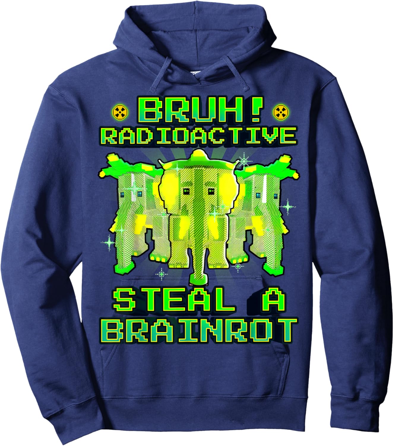 Bruh Radioactive Strawberry Elephant Funny Brainrot for Kids Hoodie - Hoodie | Navy