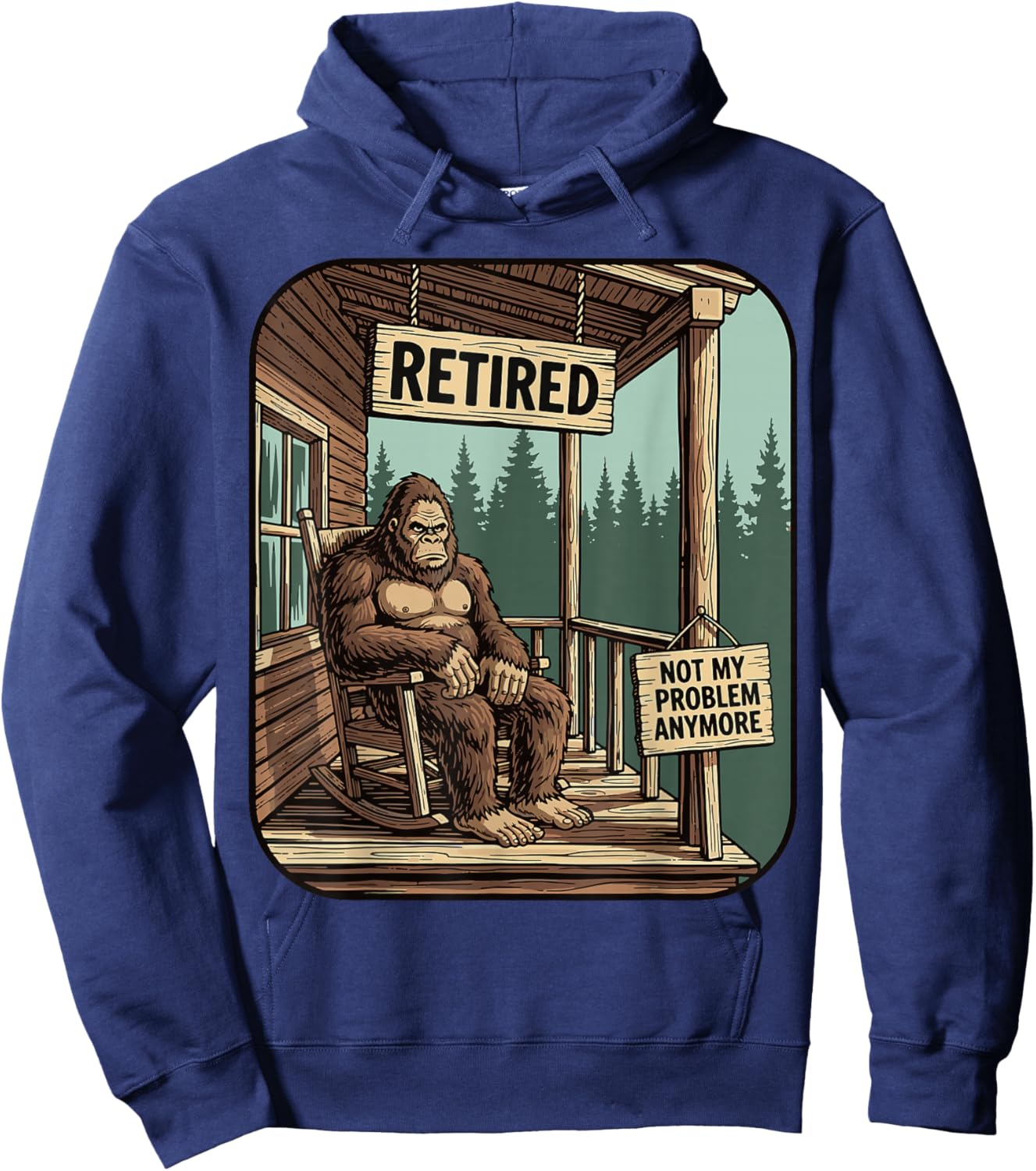 Retired Women Funny Retirement Bigfoot Hoodie - Hoodie | Navy