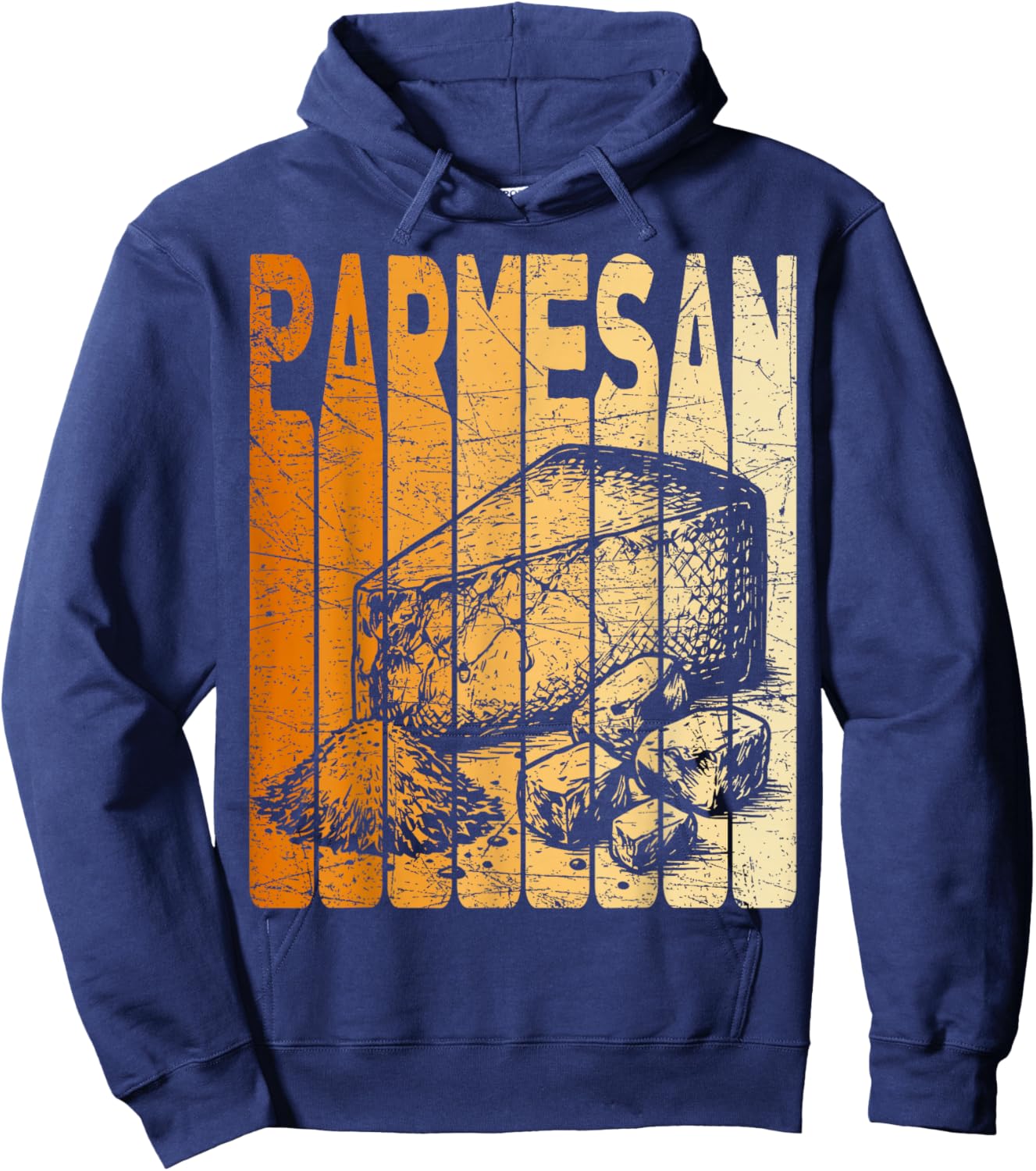 Parmesan Cheese Vintage Parmigiano Italian Cheese Retro Hoodie - Hoodie | Navy