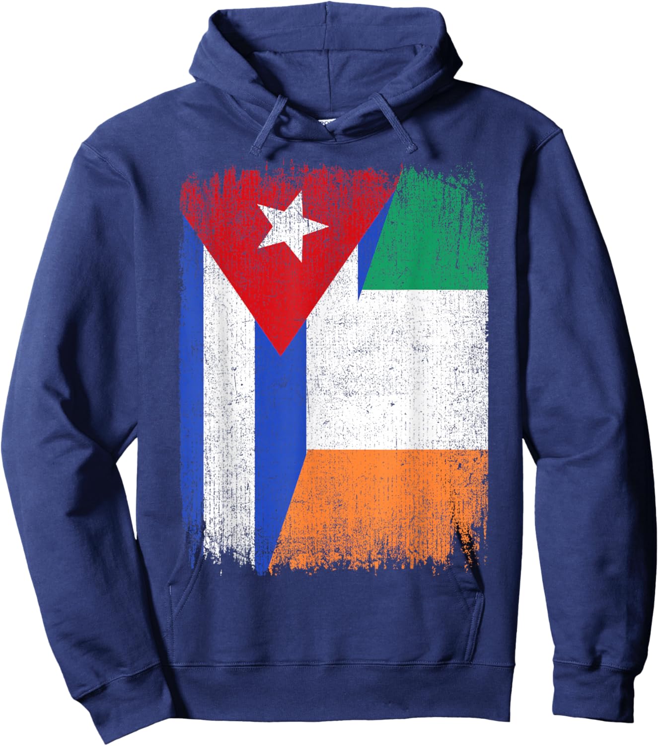 Half Cuba Ireland Flag Cuban Irish Pride Roots Hoodie - Hoodie | Navy