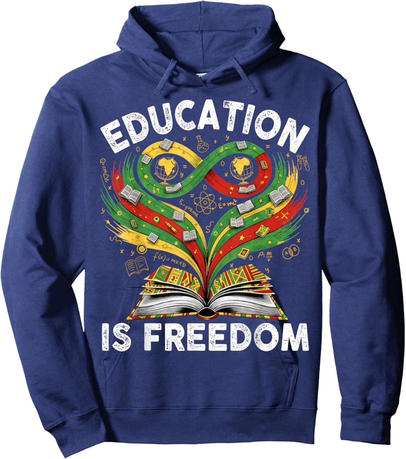 Black History Education is Freedom Books Black History Hoodie - Hoodie | Navy