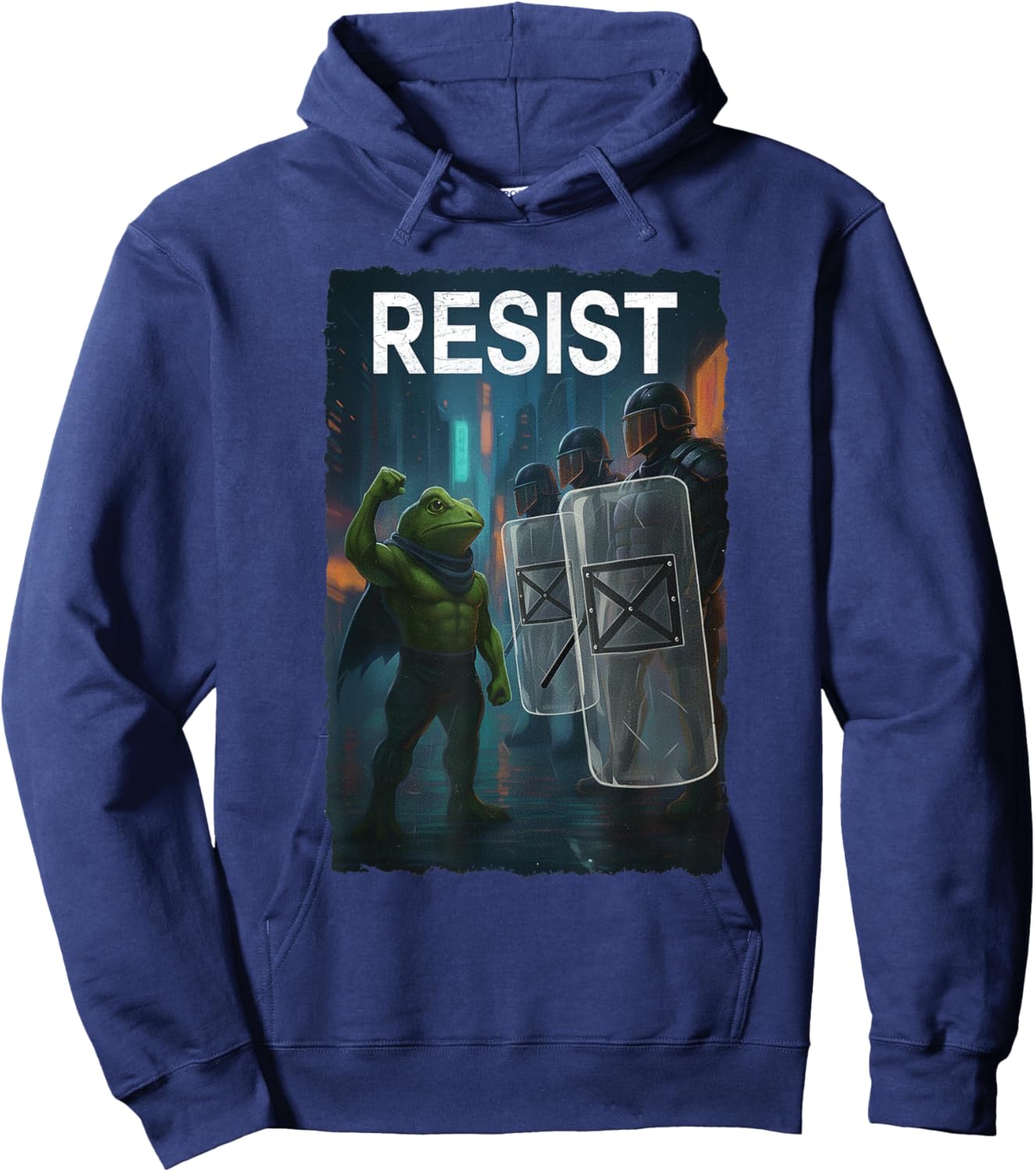 Frogs Resist Portland Frog Protest Activist Men Women Hoodie - Hoodie | Navy