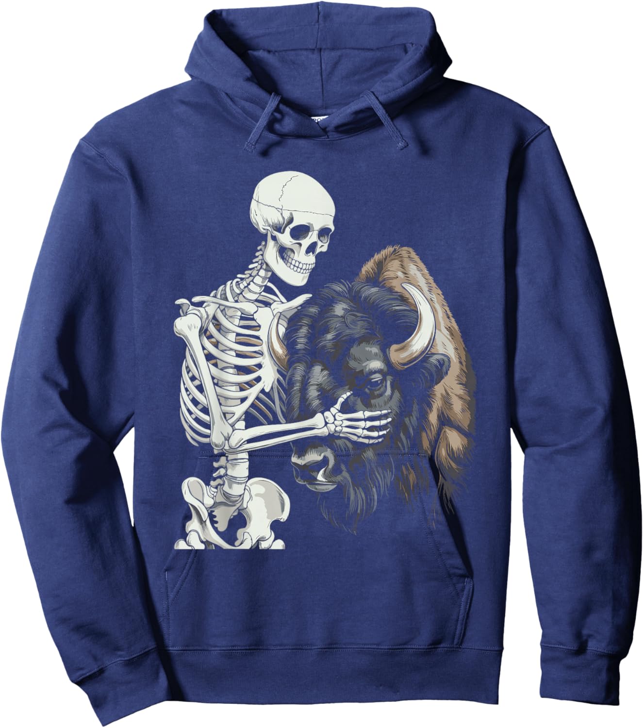 Bison Skeleton Buffalo Halloween Hoodie - Hoodie | Navy